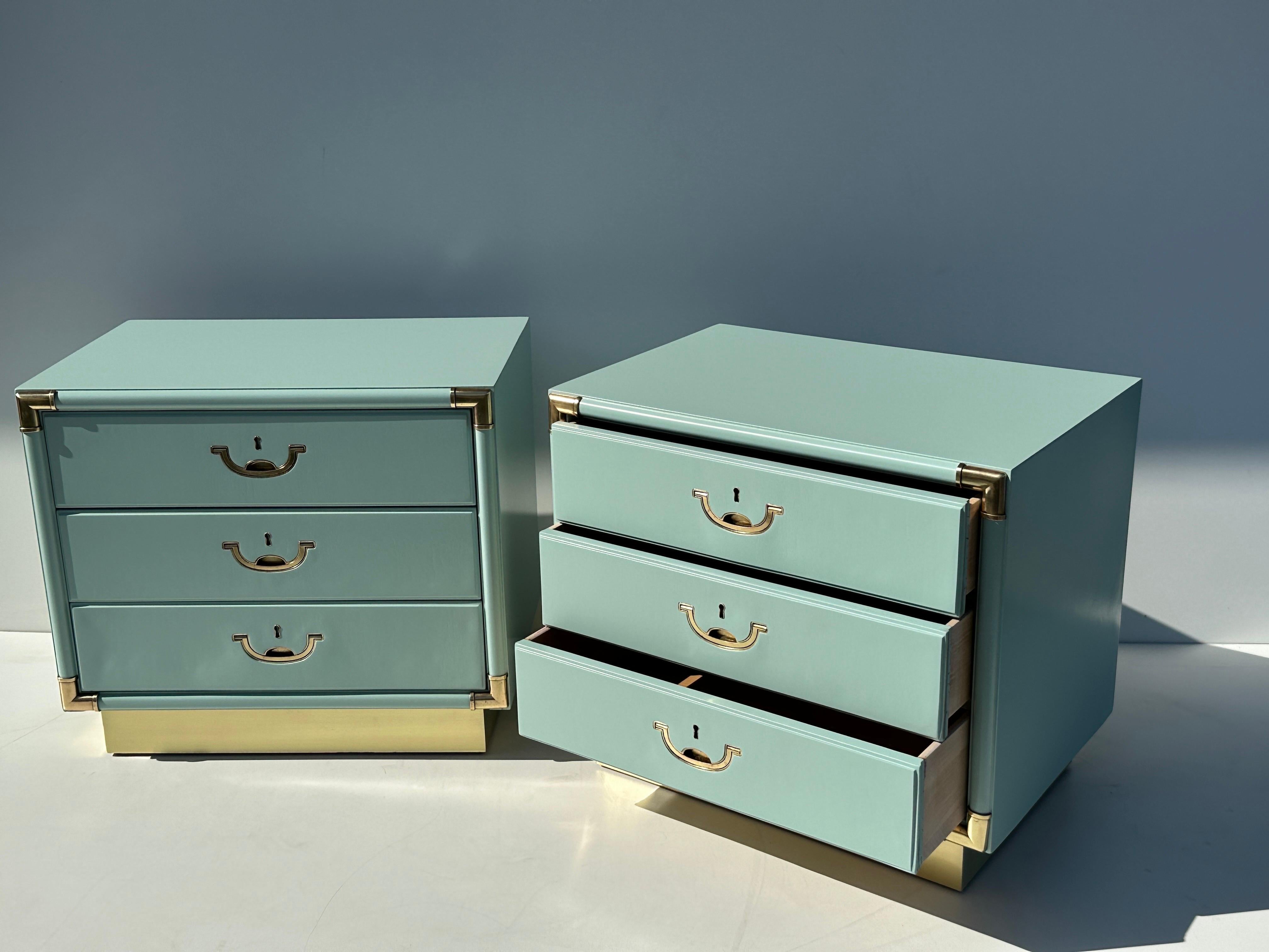Pair of Drexel Turquoise Nightstands  In Good Condition For Sale In North Hollywood, CA