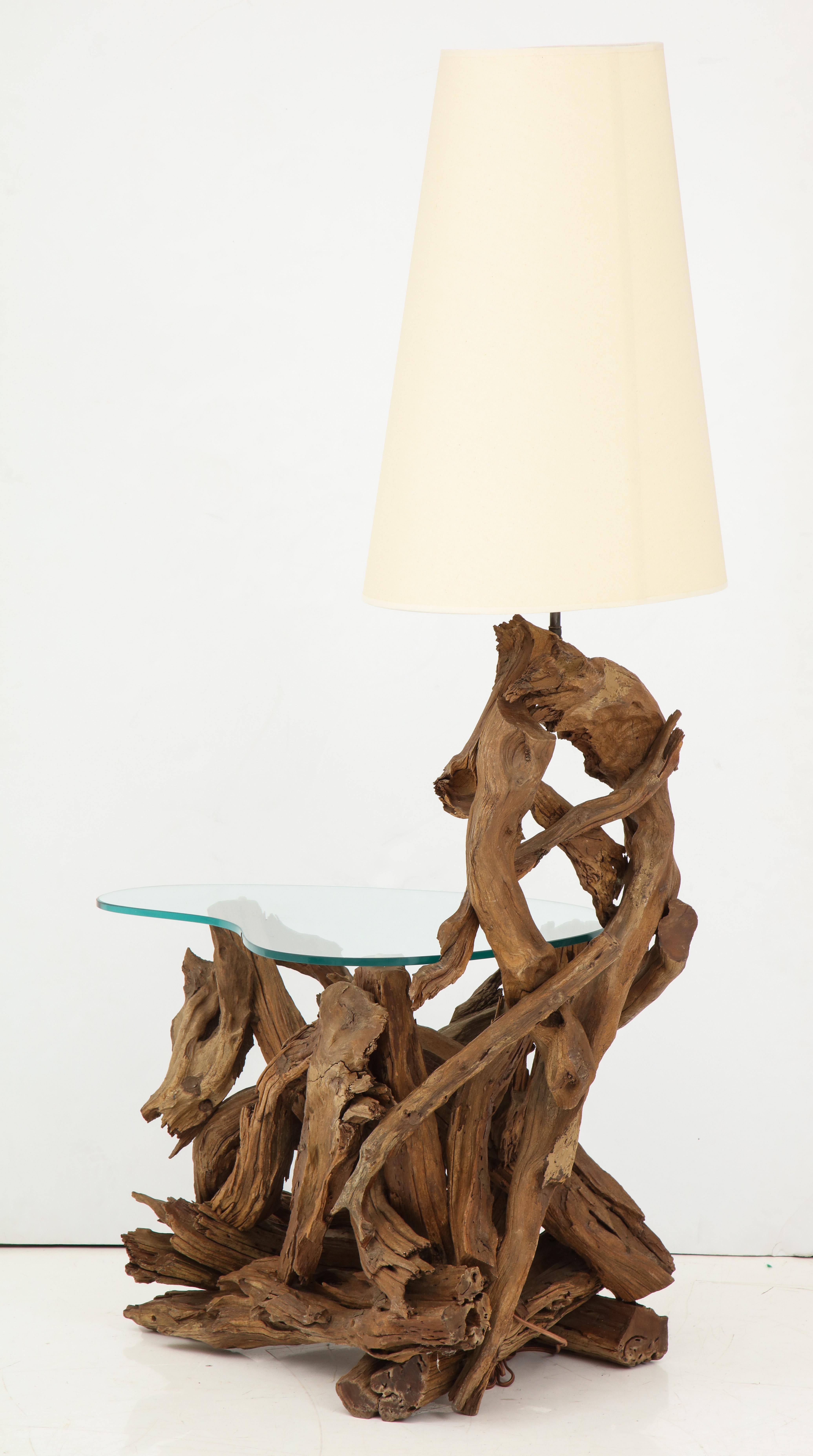American Pair of Driftwood Lamp Tables For Sale