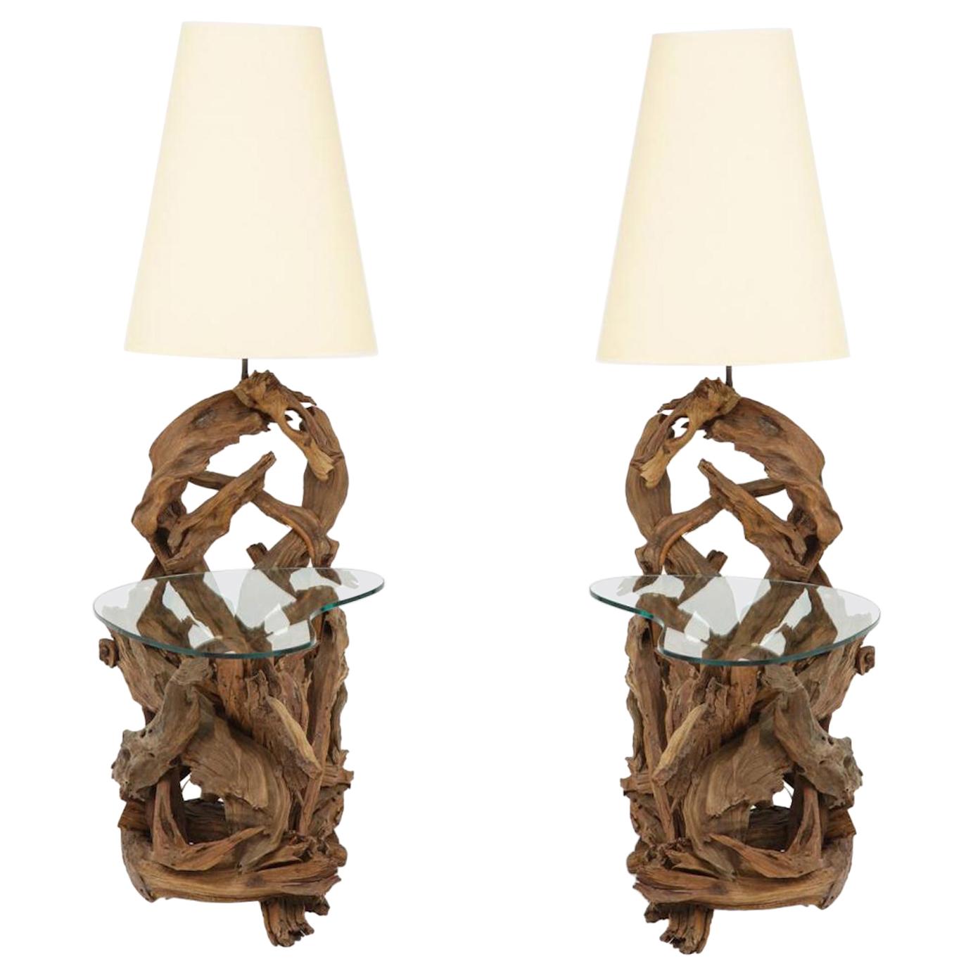 Pair of Driftwood Lamp Tables