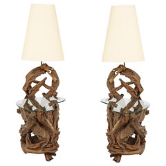 Pair of Driftwood Lamp Tables