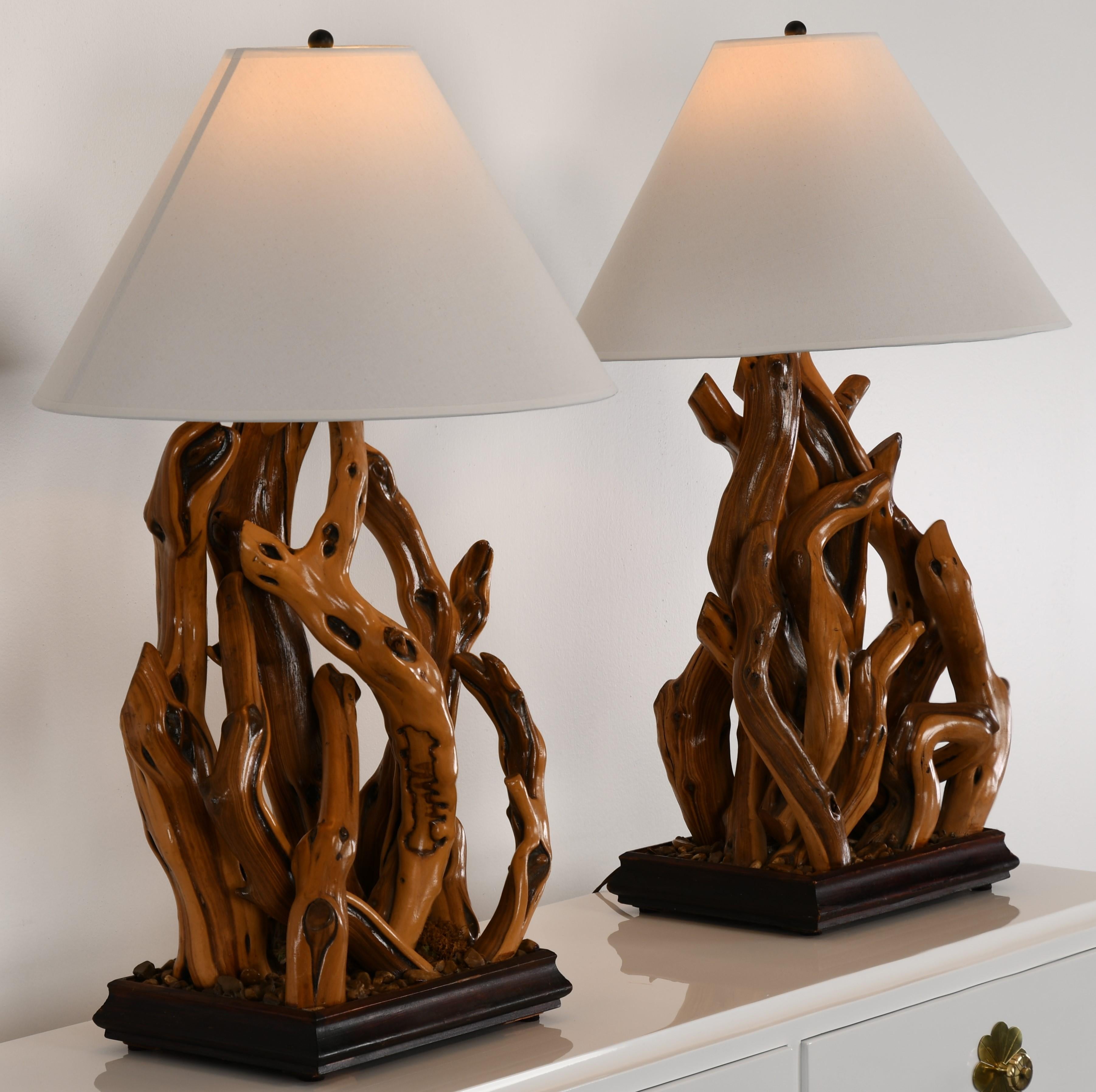 Pair of Driftwood Table Lamps, 1960s 1