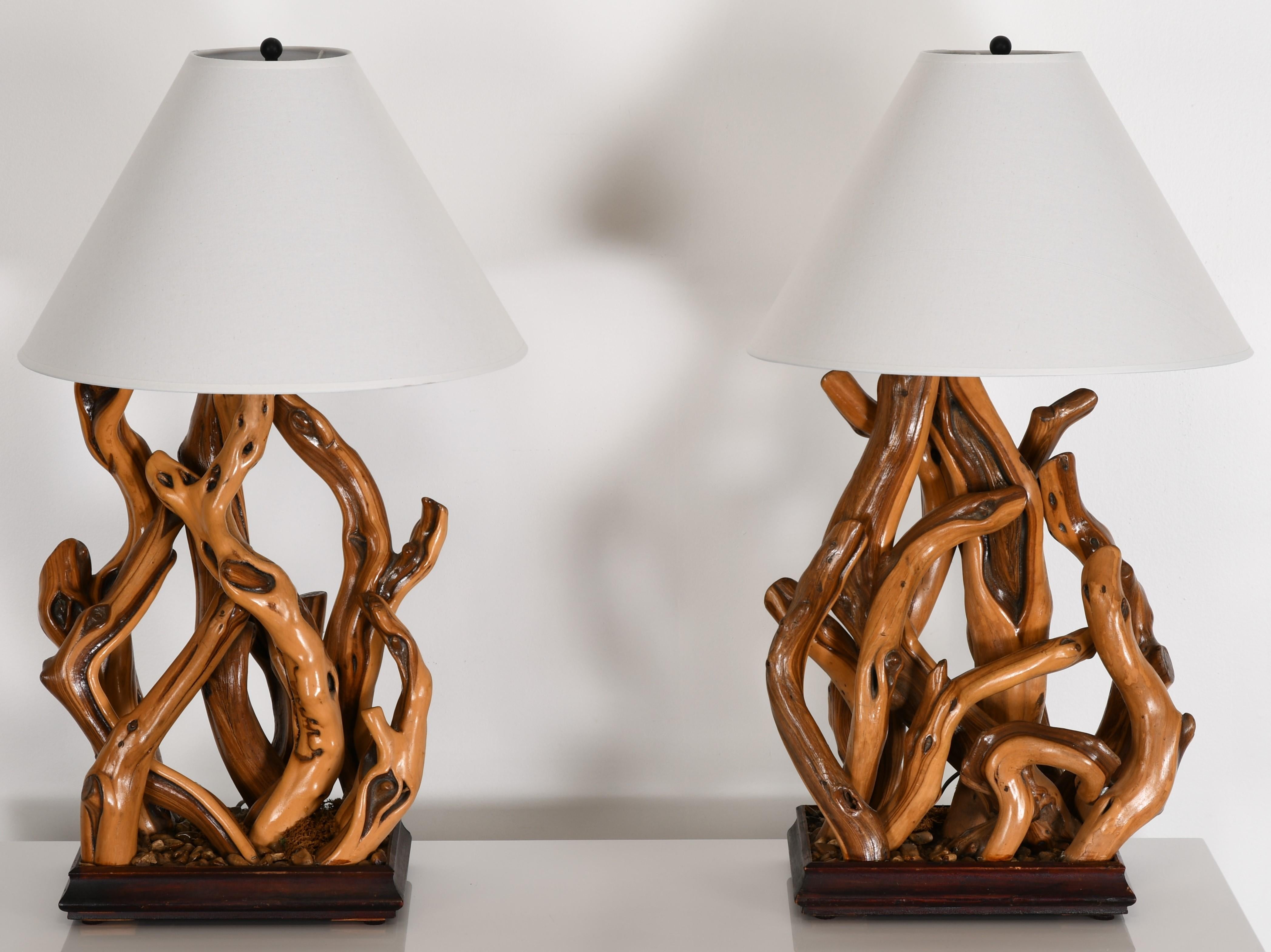 Pair of Driftwood Table Lamps, 1960s 2