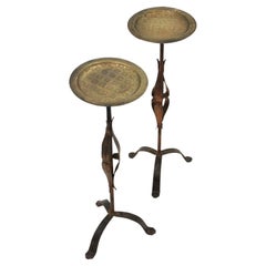 Pair of Drink Tables / Side Tables / Gueridons, Gilt Iron & Brass Top