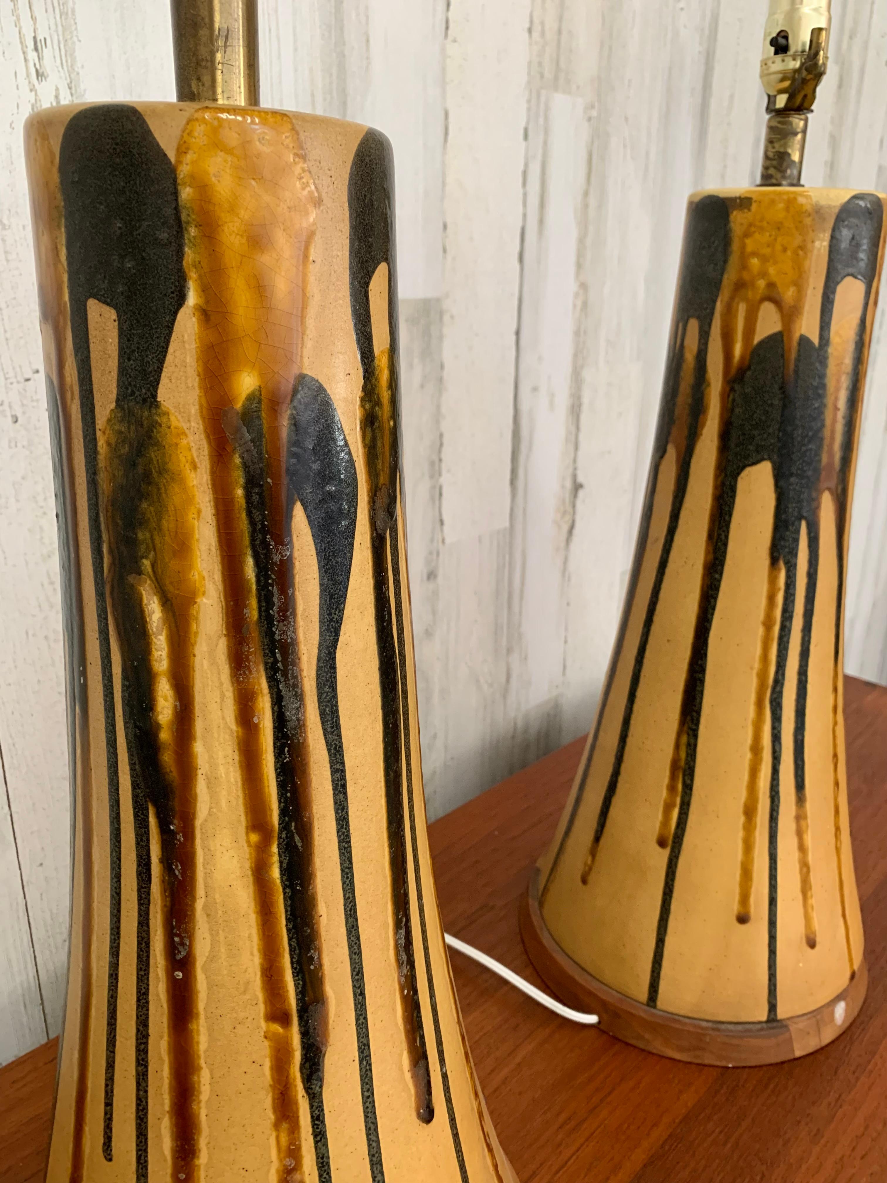 Pair of Drip Glaze Ceramic Lamp 6