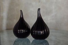 Pair of “Drops” Black Murano Glass Vases by Renzo Stellon for Salviati, 2009
