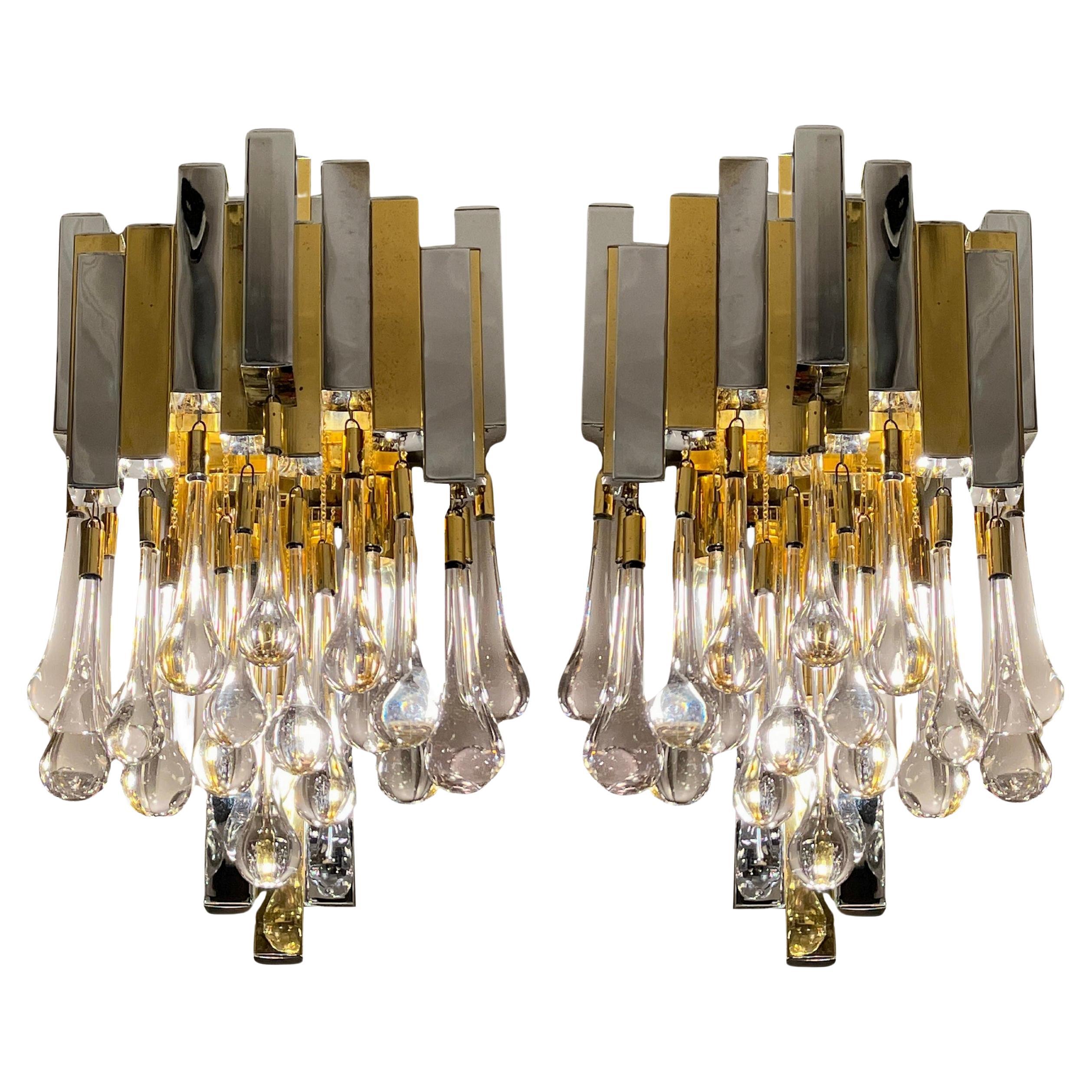 Pair of "drops" sconces, Editions BD Lumica, Barcelona, Spain, circa 1970 For Sale