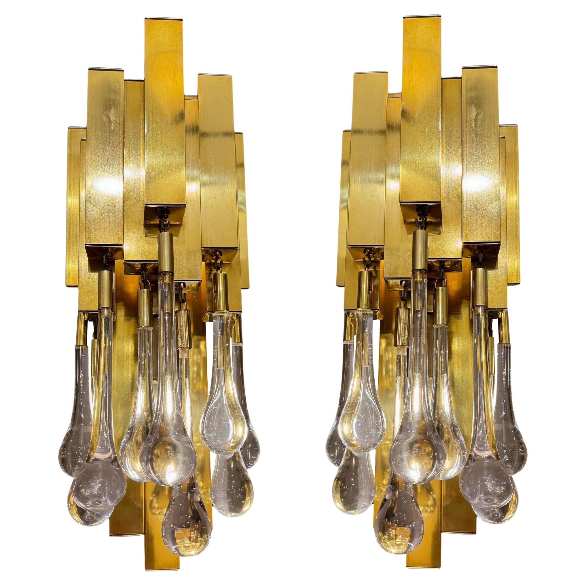 Pair of "drops" sconces, Lumica, Barcelona, Spain, circa 1970 en venta