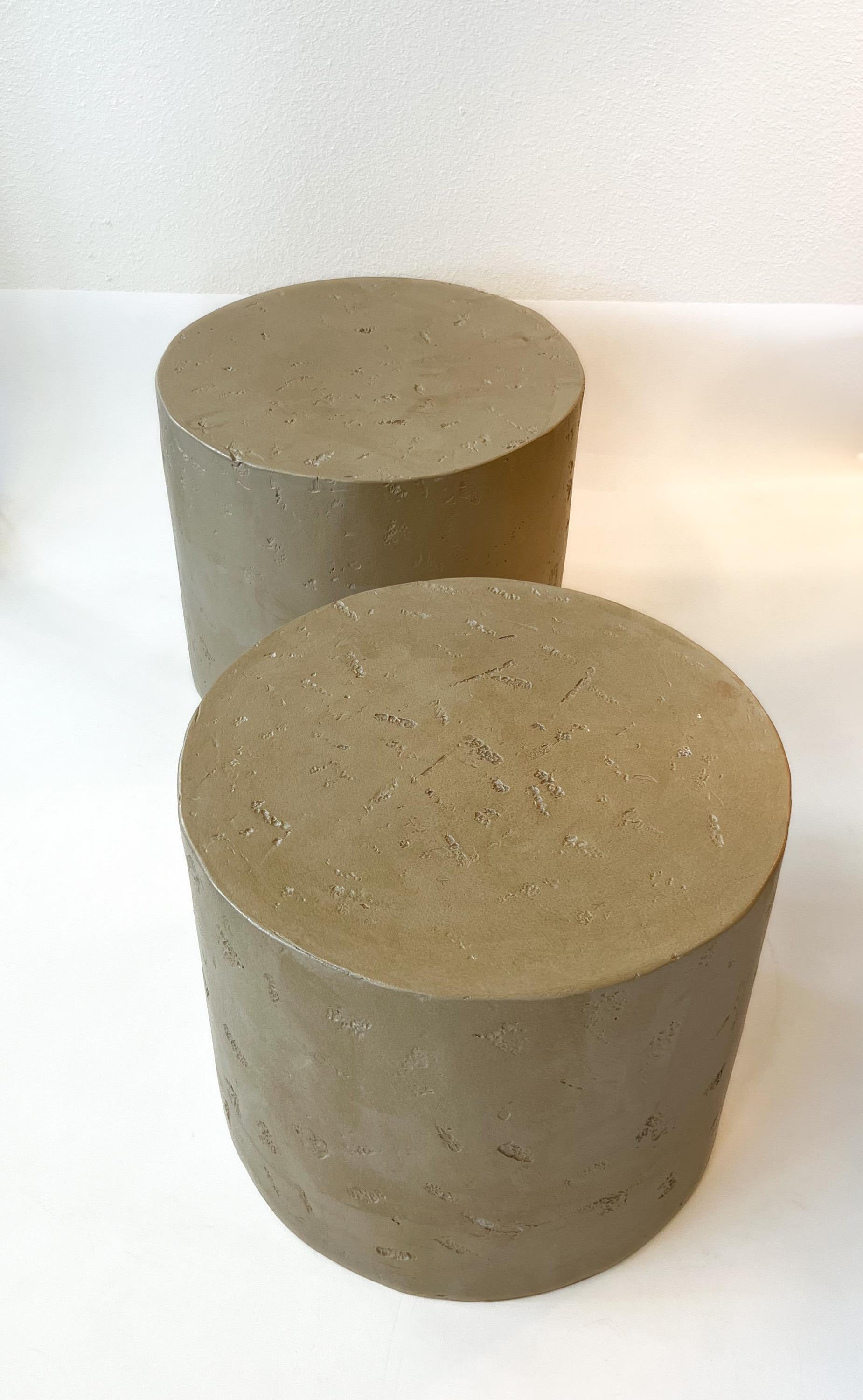 American Pair of Drum Side Tables by Steve Chase For Sale