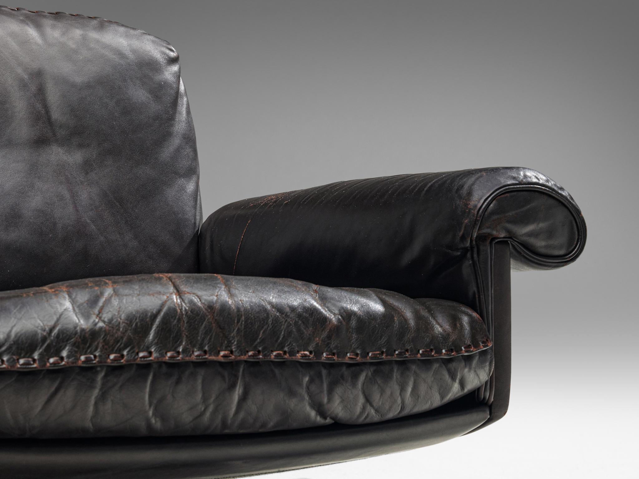 Pair of 'DS31' Swivel Chairs in Dark Brown Leather by De Sede 1