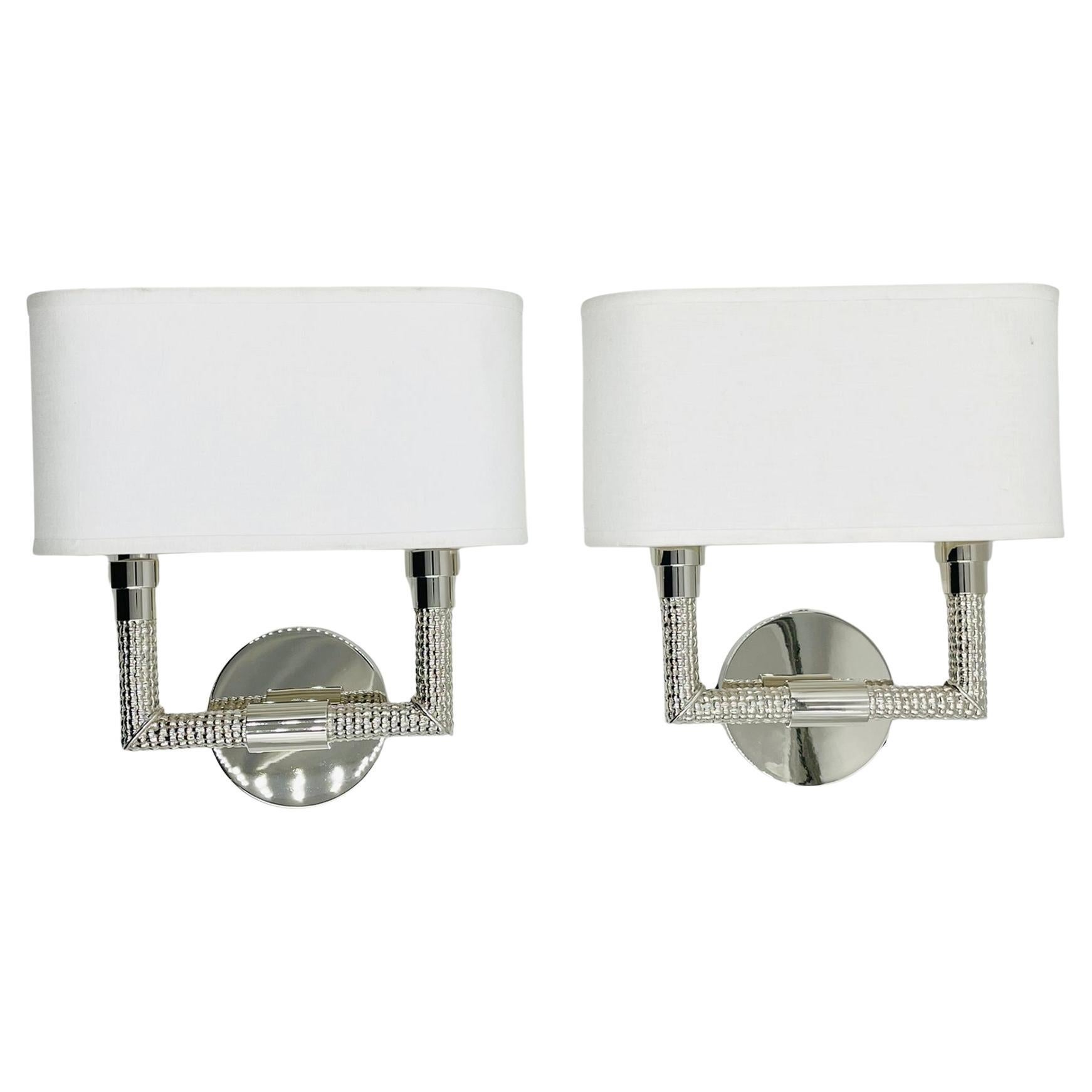Coppia di applique "A. Dubois II" in finitura nichel di Hudson Valley Lighting.