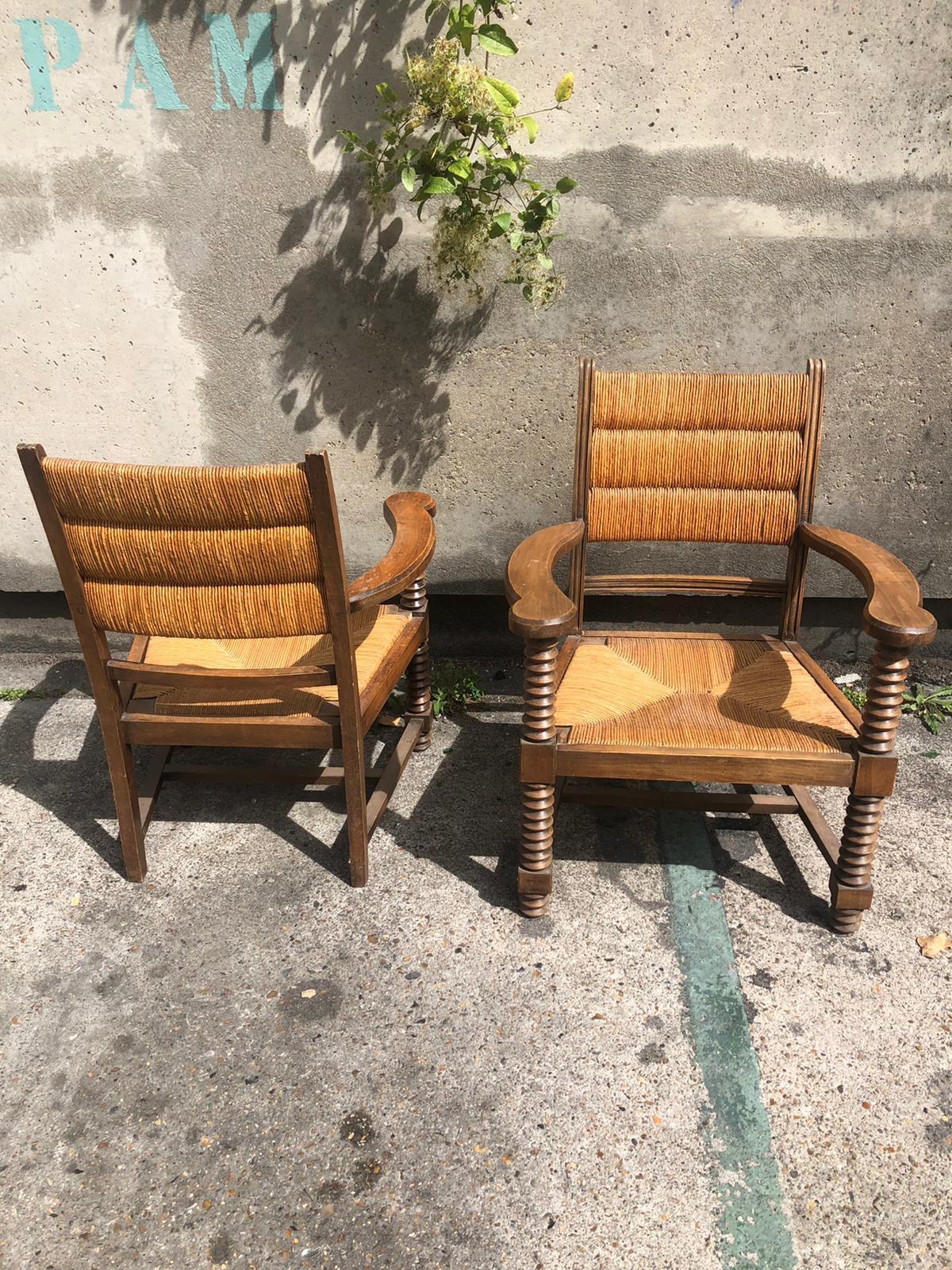 Mid-Century Modern Pair of Dudouyt Armchairs
