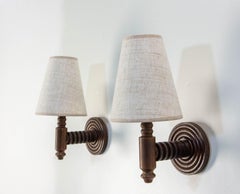Pair of Dudouyt Sconces Beech circa 1940, France