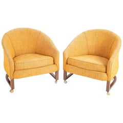 Pair of Dunbar Barrel Back Lounge Chairs
