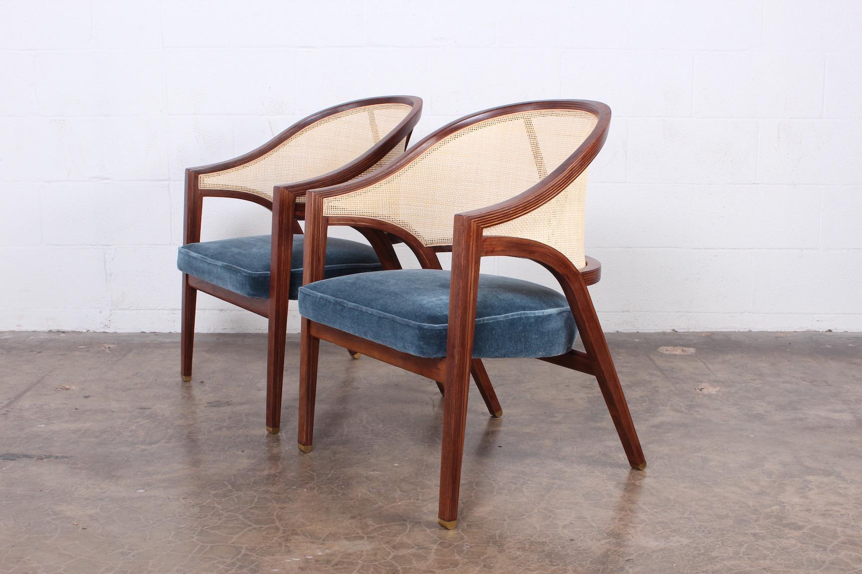 Pair of Dunbar Cane Back Lounge Chairs by Edward Wormley 5