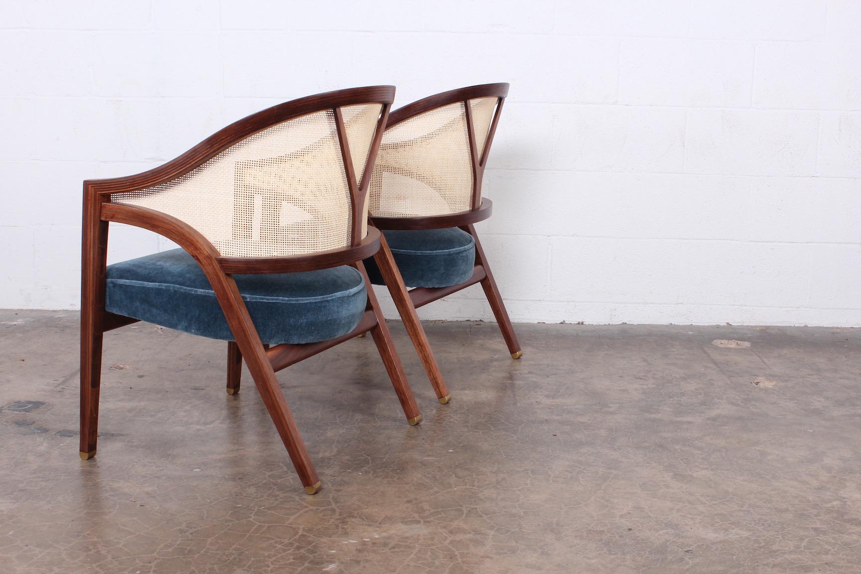 Pair of Dunbar Cane Back Lounge Chairs by Edward Wormley 6