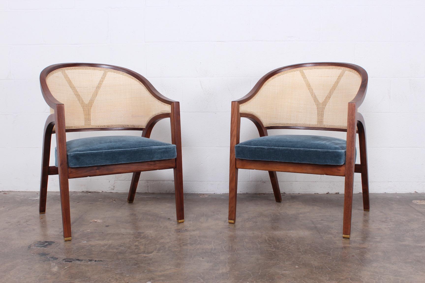 Pair of Dunbar Cane Back Lounge Chairs by Edward Wormley 3