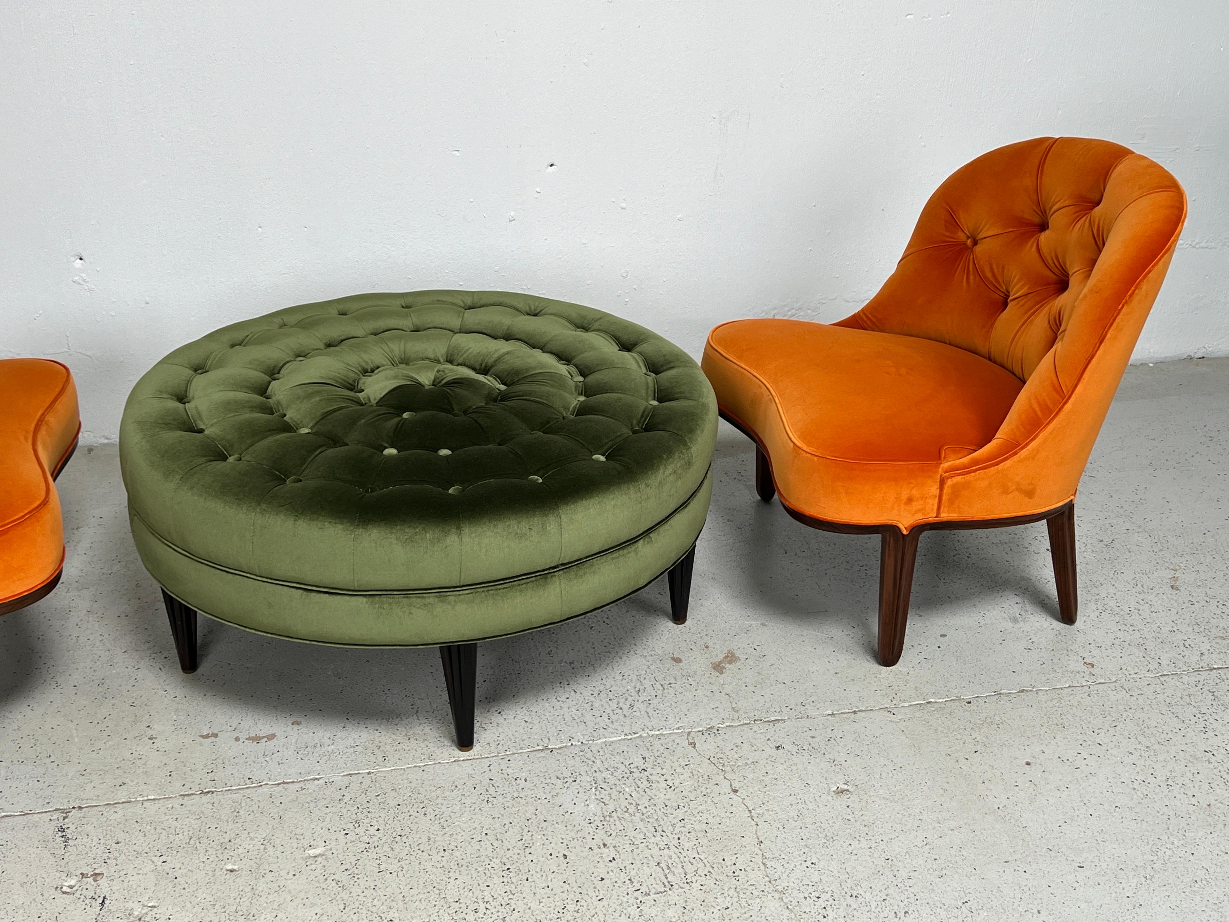Pair of Dunbar Janus Slipper Chairs by Edward Wormley For Sale 14