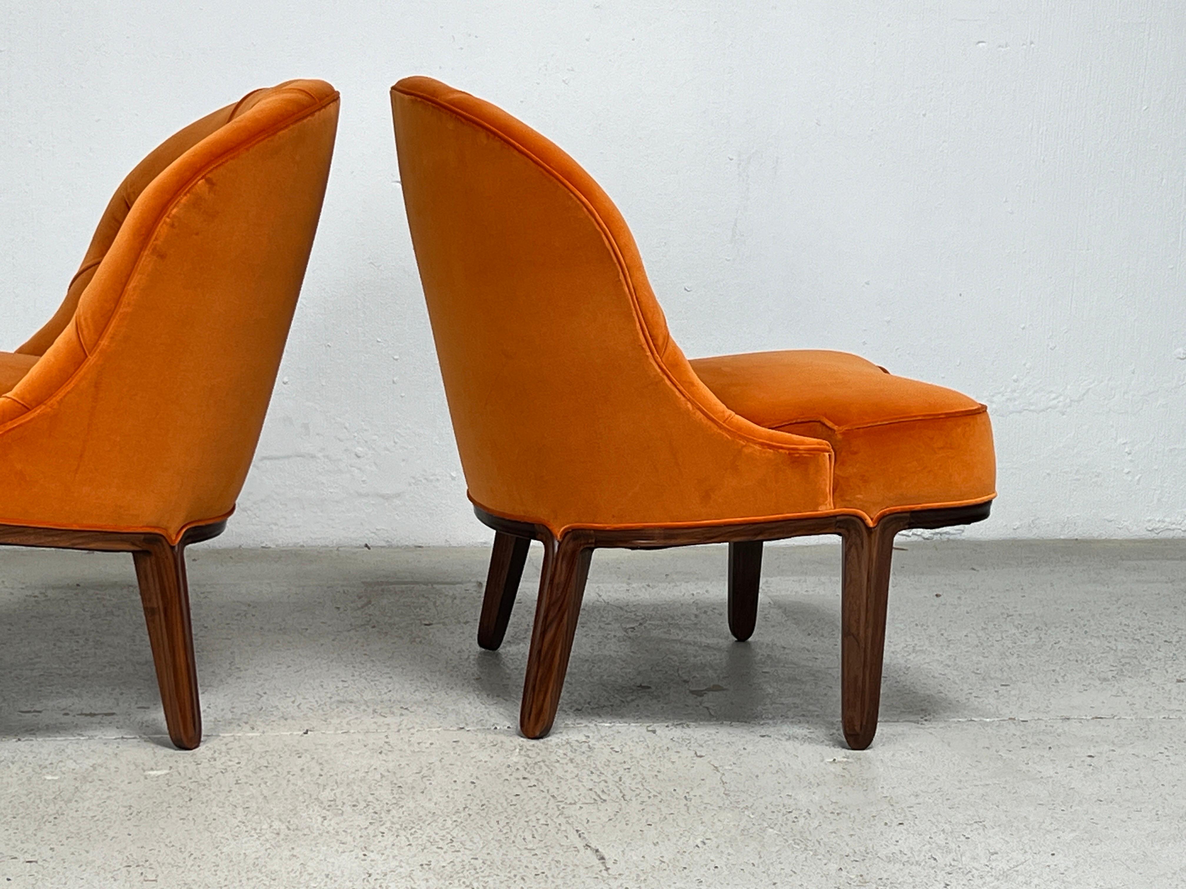 Pair of Dunbar Janus Slipper Chairs by Edward Wormley In Good Condition For Sale In Dallas, TX