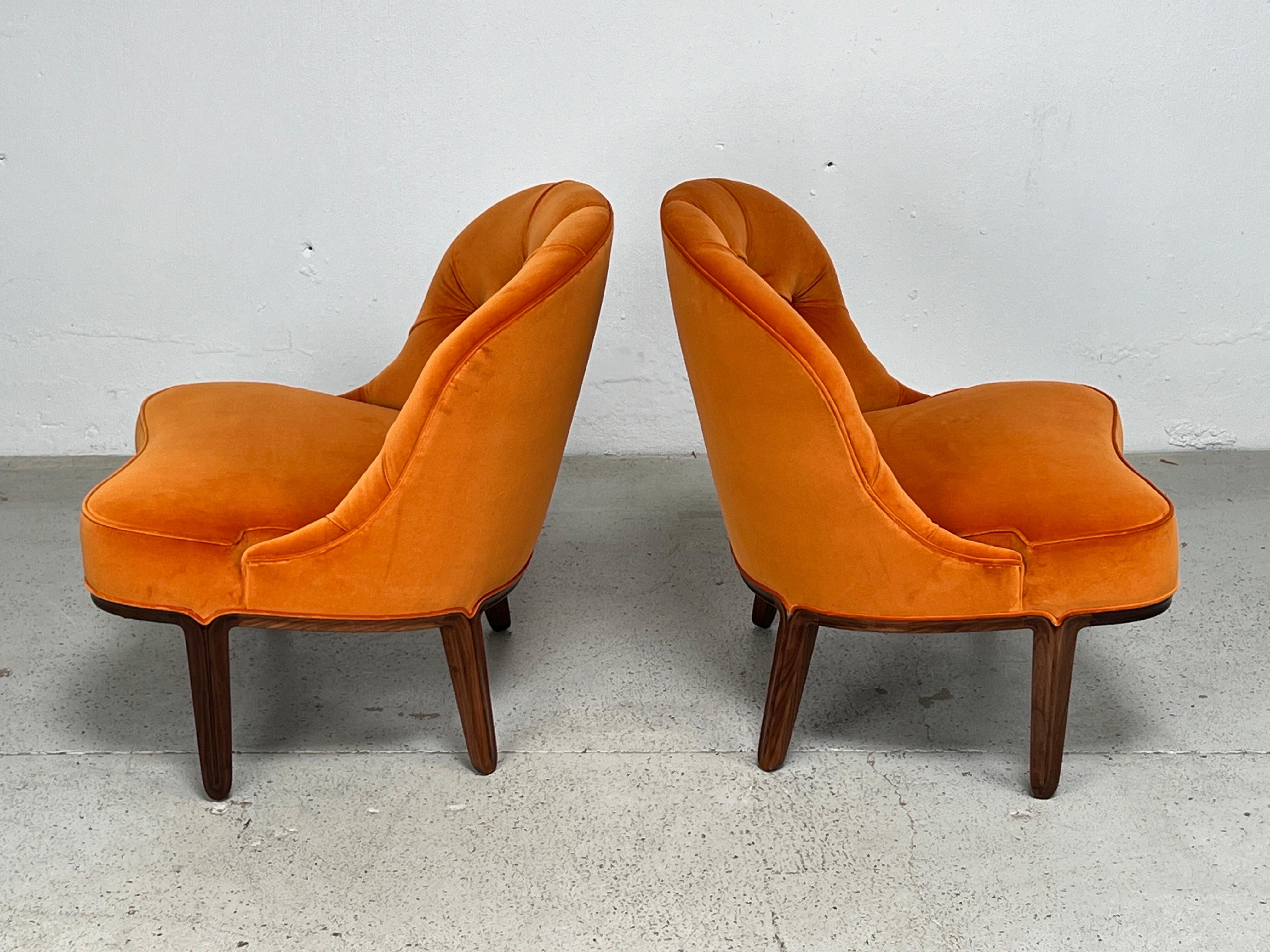 Mid-20th Century Pair of Dunbar Janus Slipper Chairs by Edward Wormley For Sale
