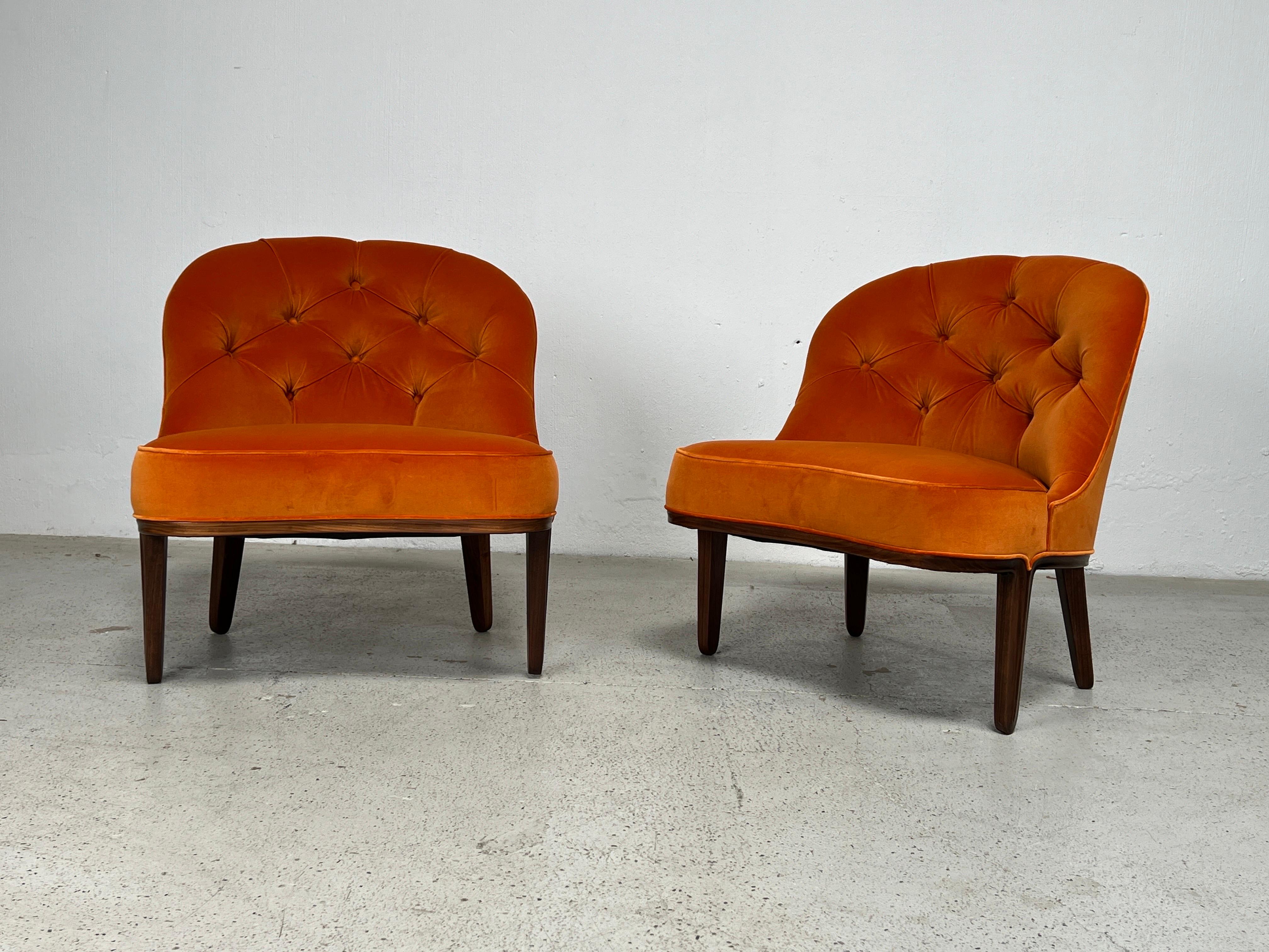 Pair of Dunbar Janus Slipper Chairs by Edward Wormley For Sale 1