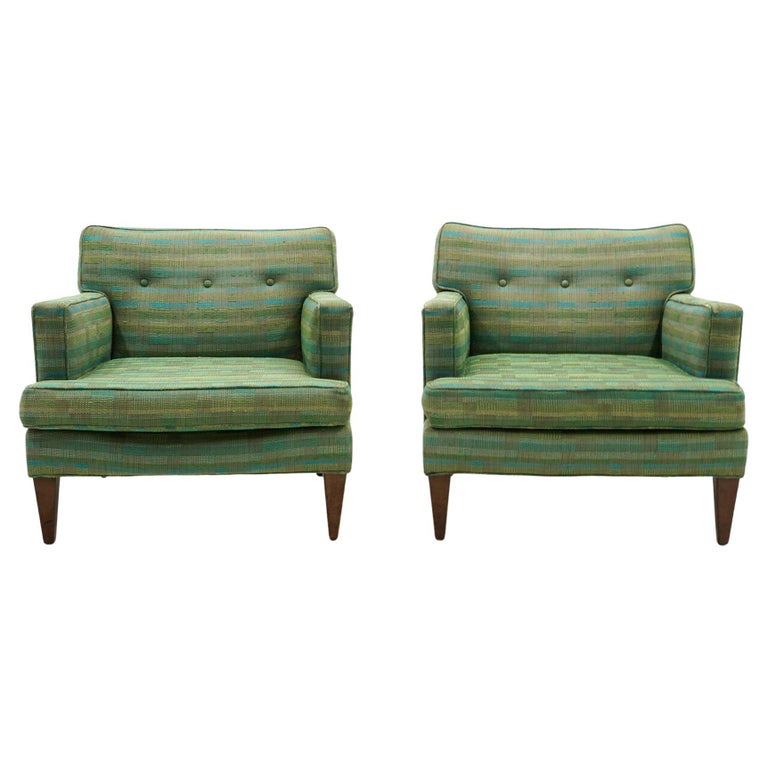 Pair of Dunbar Lounge Chairs Priced for Reupholstery, Signed at 1stDibs