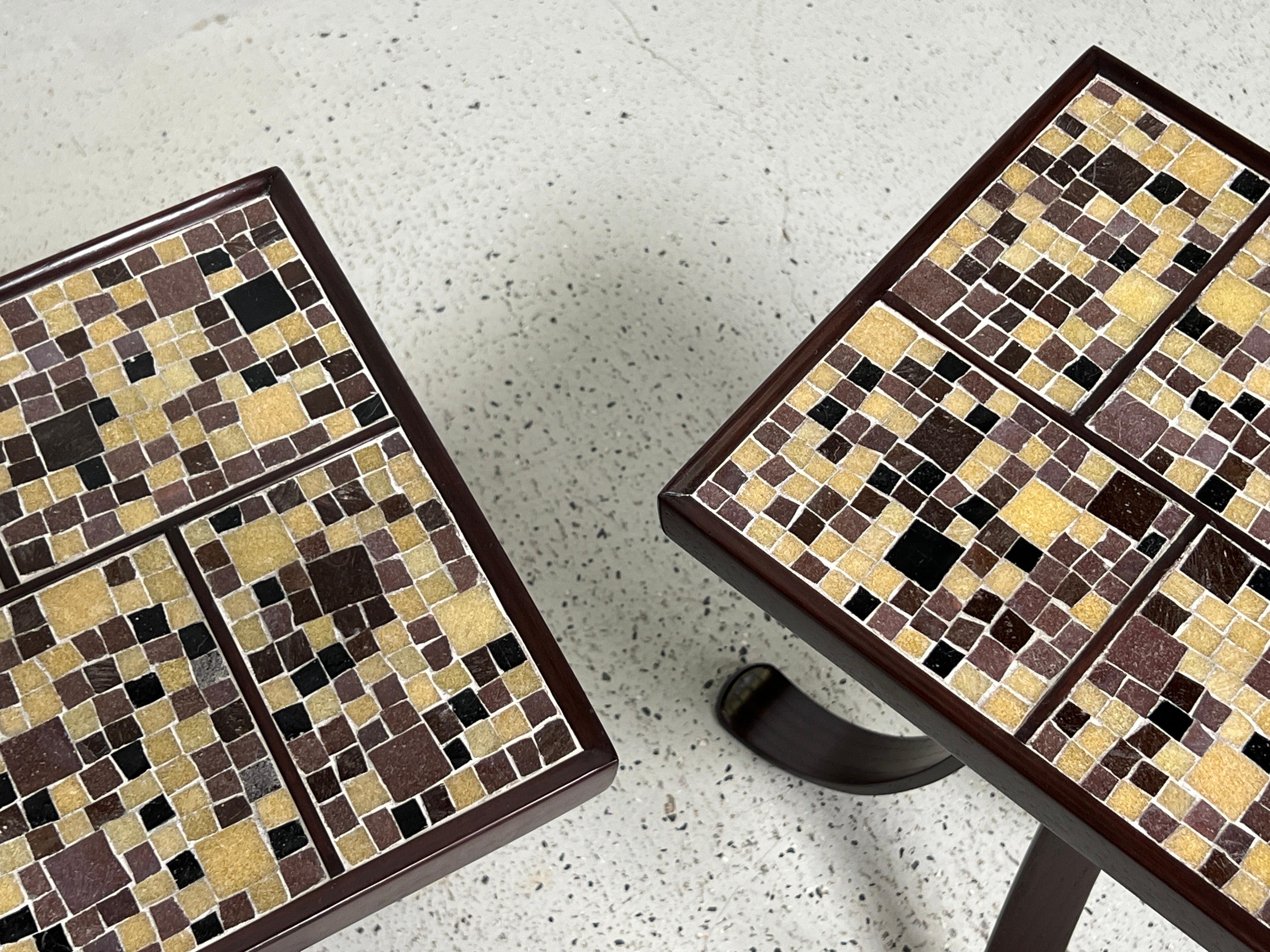 Pair of Dunbar Side Tables by Murano Glass Mosaic Tiles  1