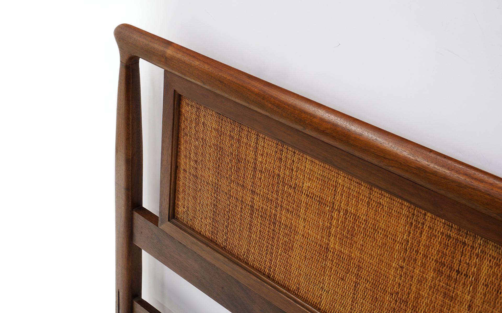 Mid-20th Century Pair of Dunbar Single Headboards in Walnut and Cane by Edward Wormley For Sale