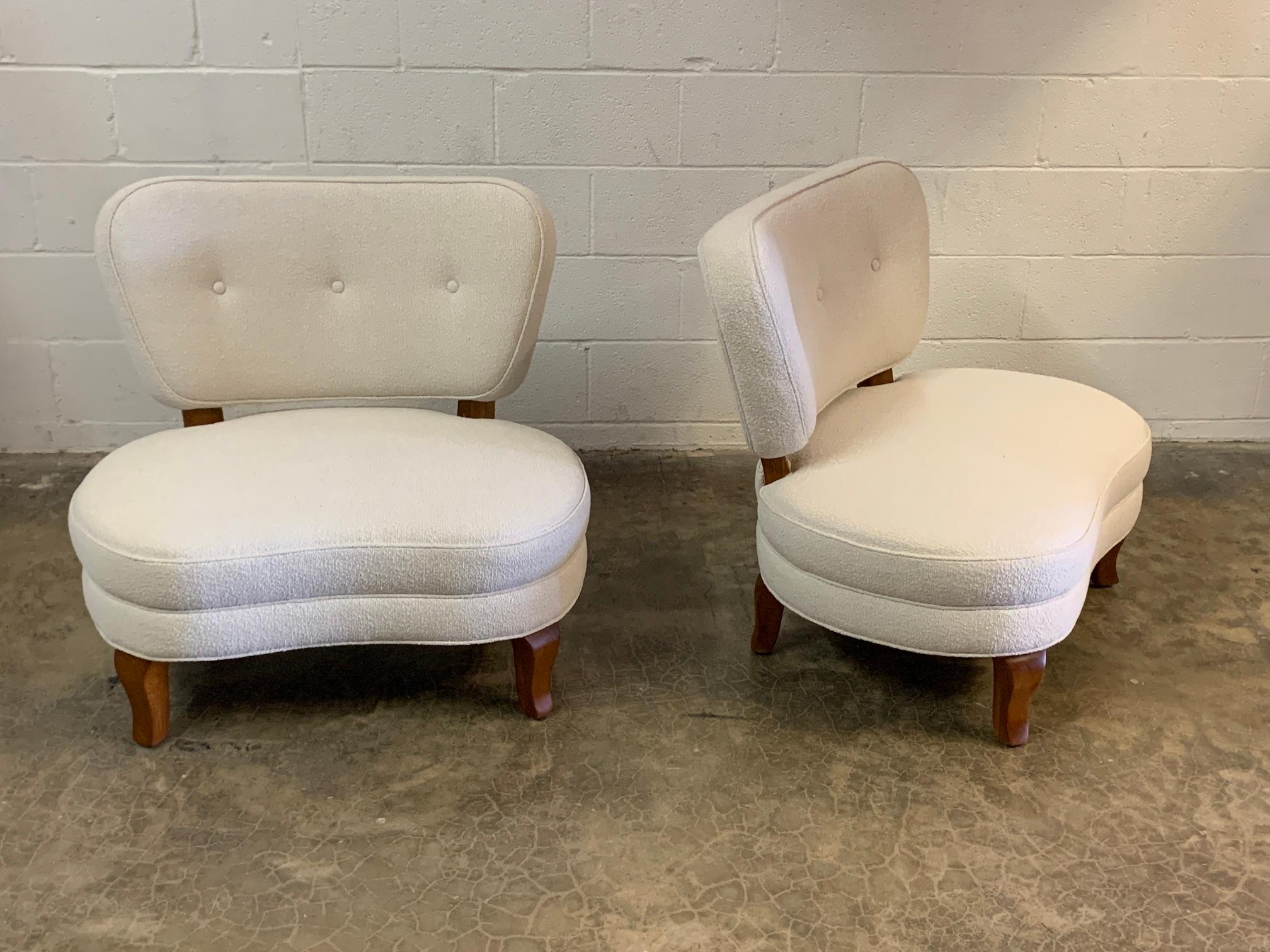 Pair of Dunbar Slipper Chairs by Edward Wormley In Good Condition In Dallas, TX