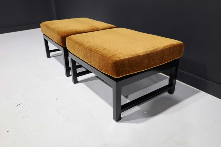 Pair of Dunbar Stools or Ottomans in Nutmeg/Rust Mohair For Sale at 1stDibs