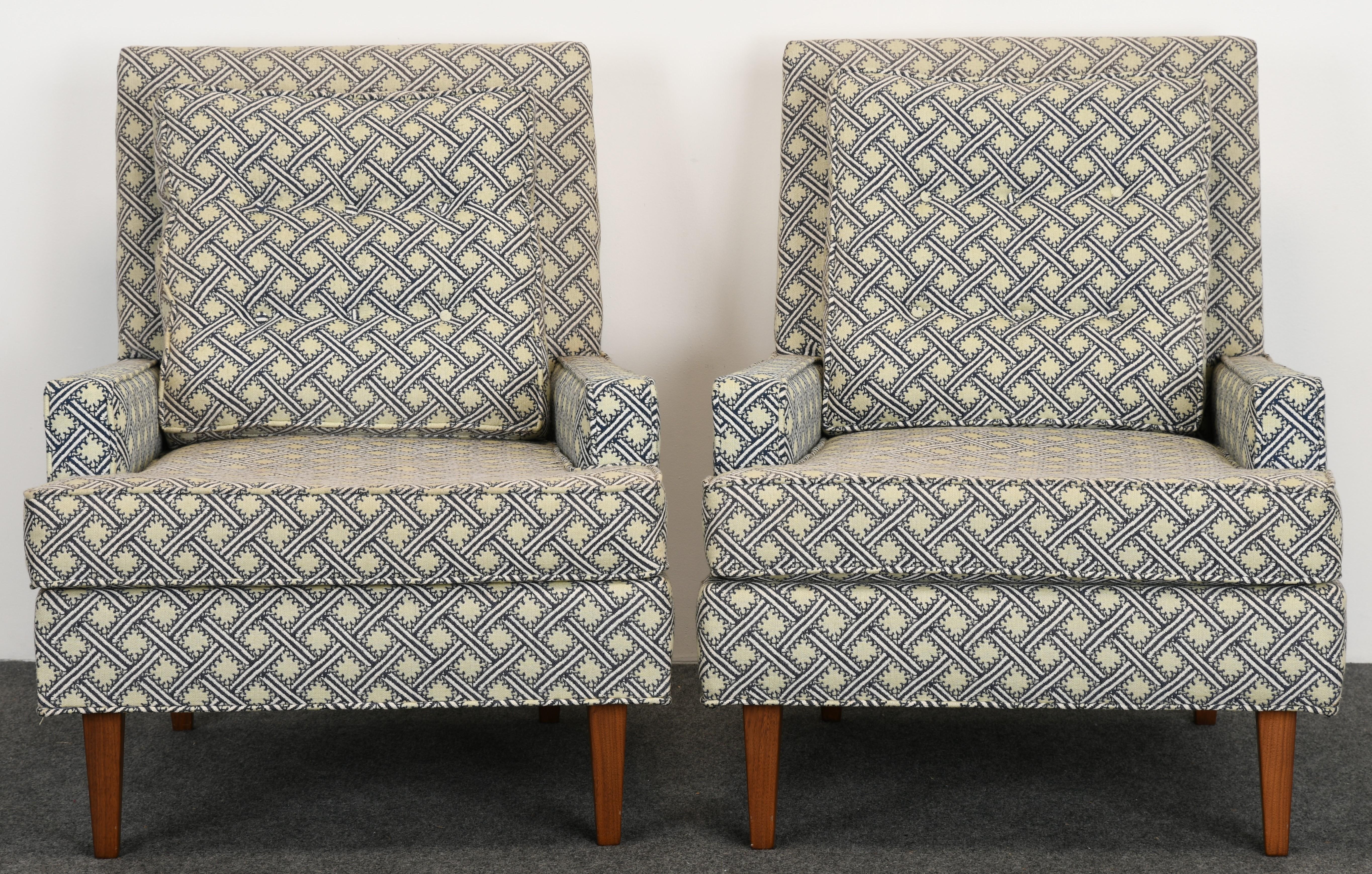 Mid-Century Modern Pair of Dunbar Style Armchairs, 1980s