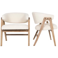 Pair of Dunbar Style Bleached Oak Barrel Chairs