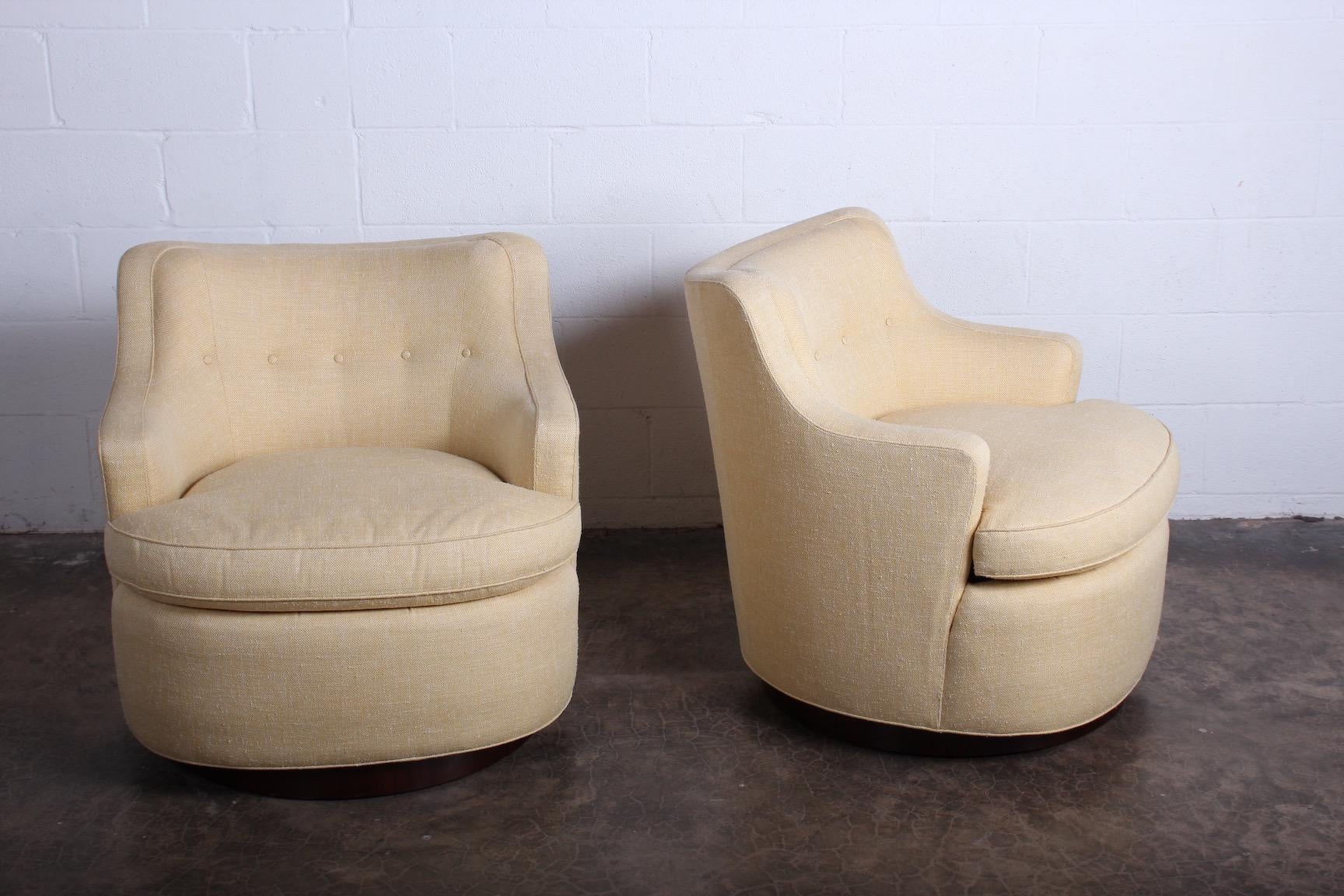 Pair of Dunbar Swivel Chairs by Edward Wormley In Good Condition In Dallas, TX