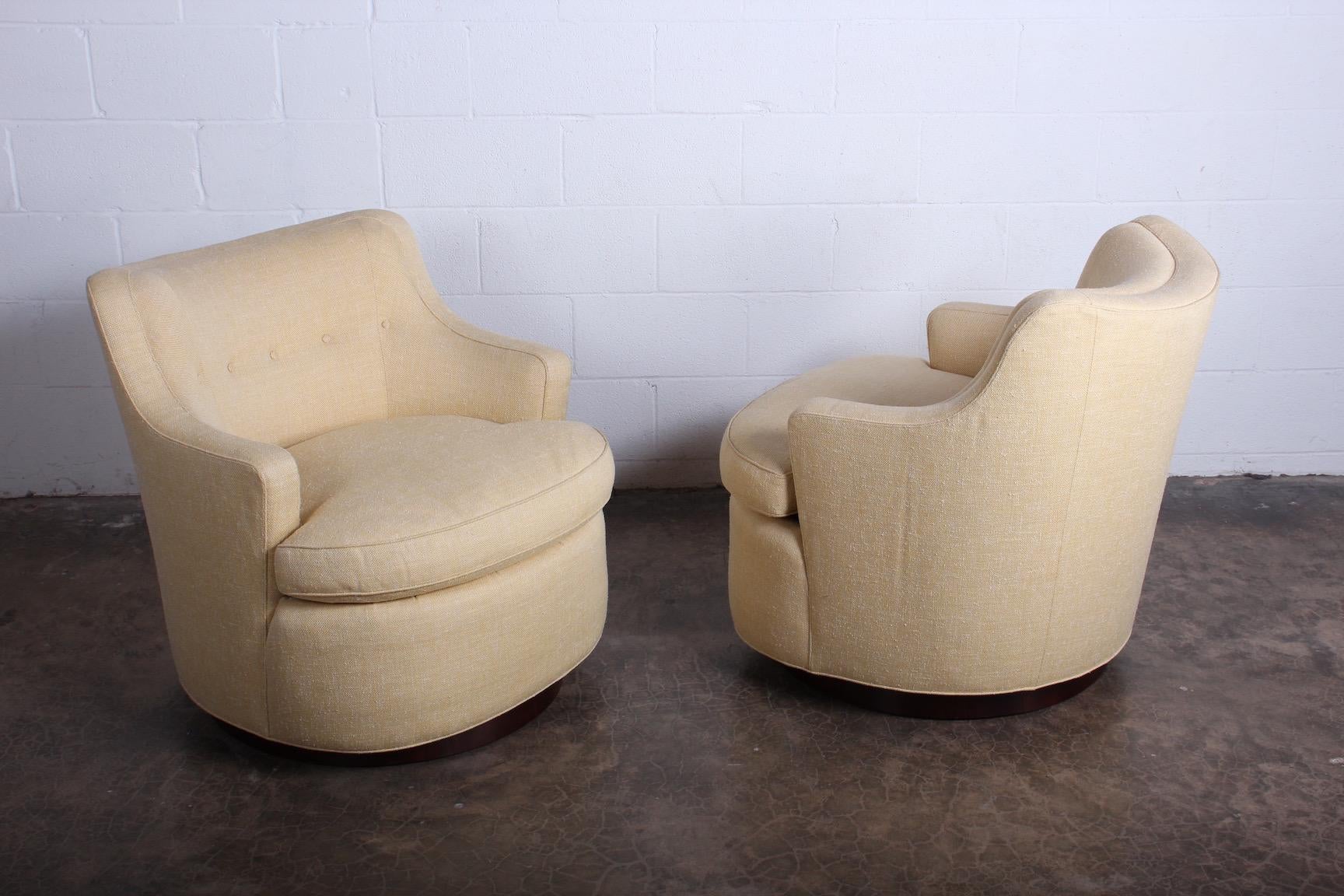 Mid-20th Century Pair of Dunbar Swivel Chairs by Edward Wormley