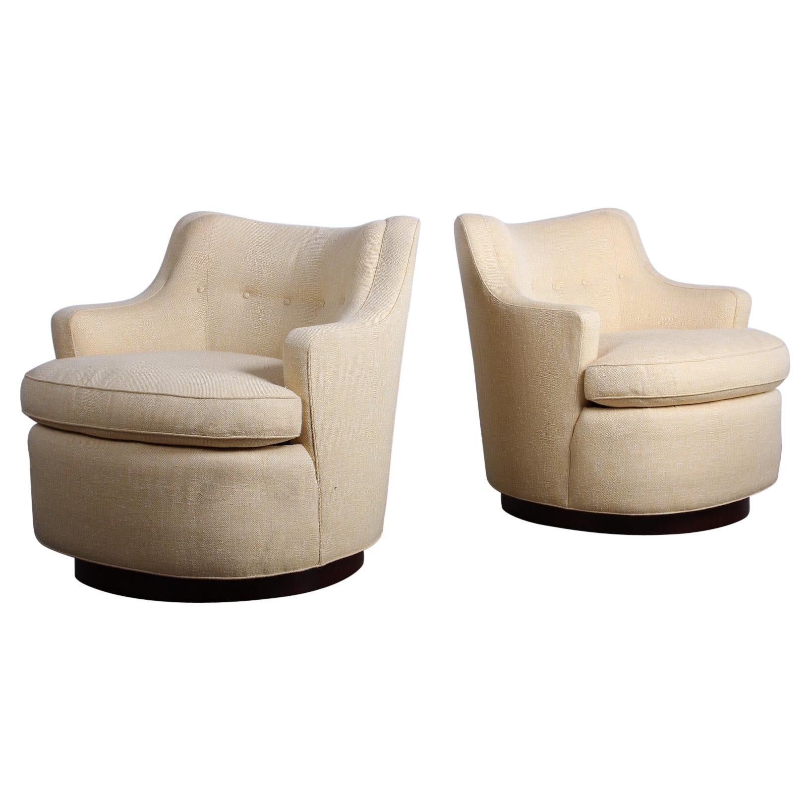 Pair of Dunbar Swivel Chairs by Edward Wormley