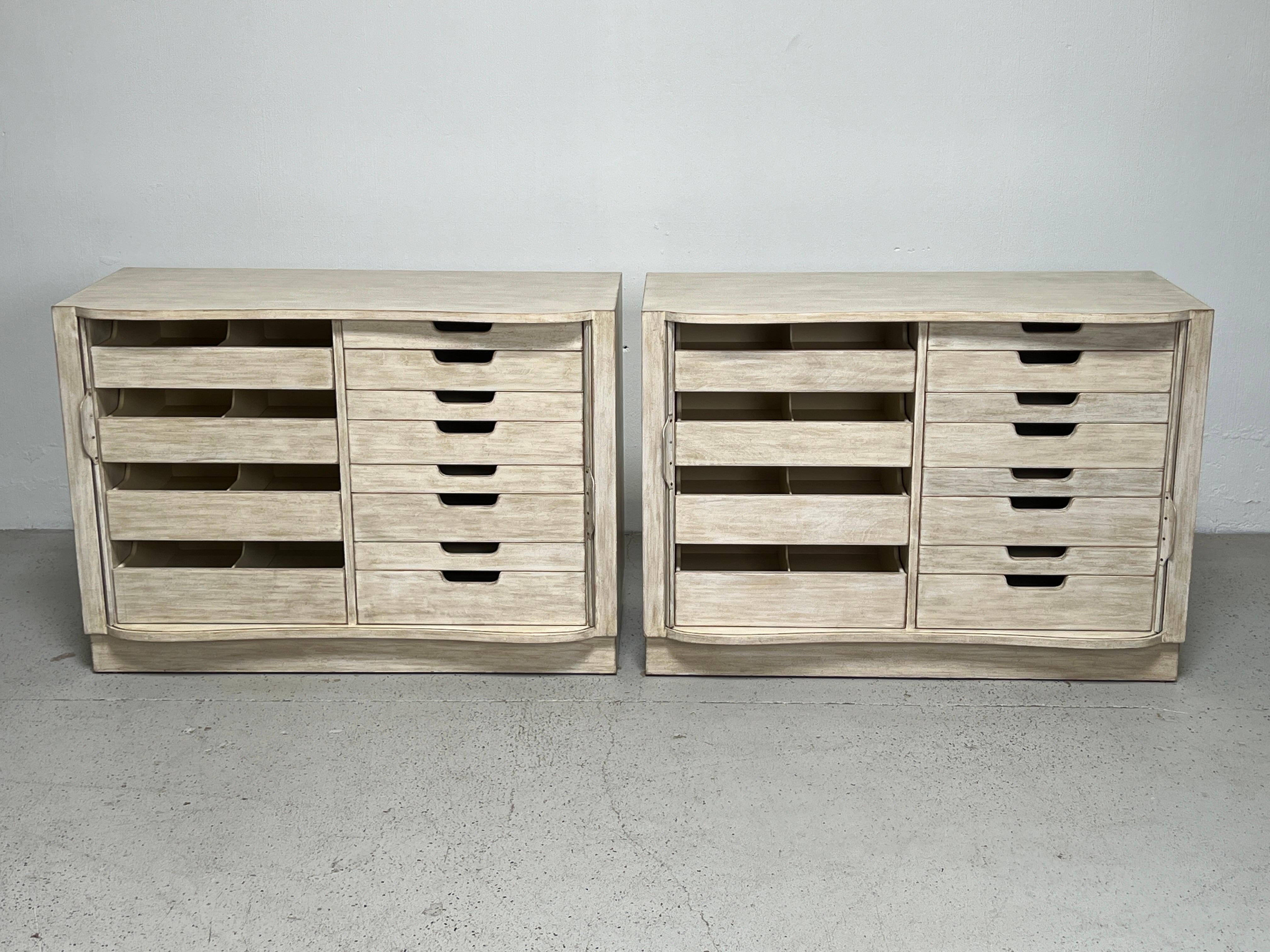 Pair of Dunbar Tambour Cabinets by Edward Wormley  In Good Condition For Sale In Dallas, TX