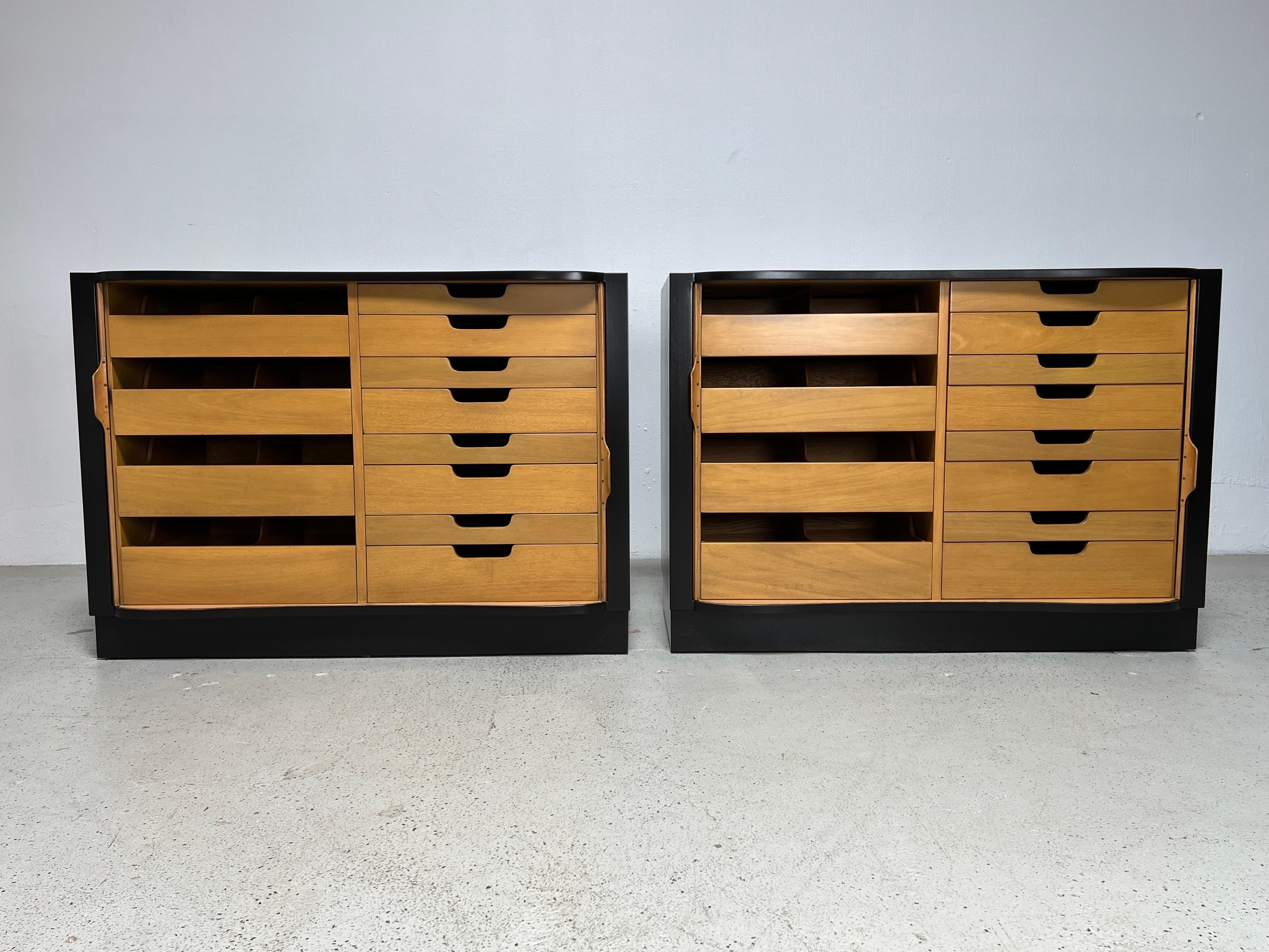 Pair of Dunbar Tambour Cabinets by Edward Wormley In Good Condition For Sale In Dallas, TX