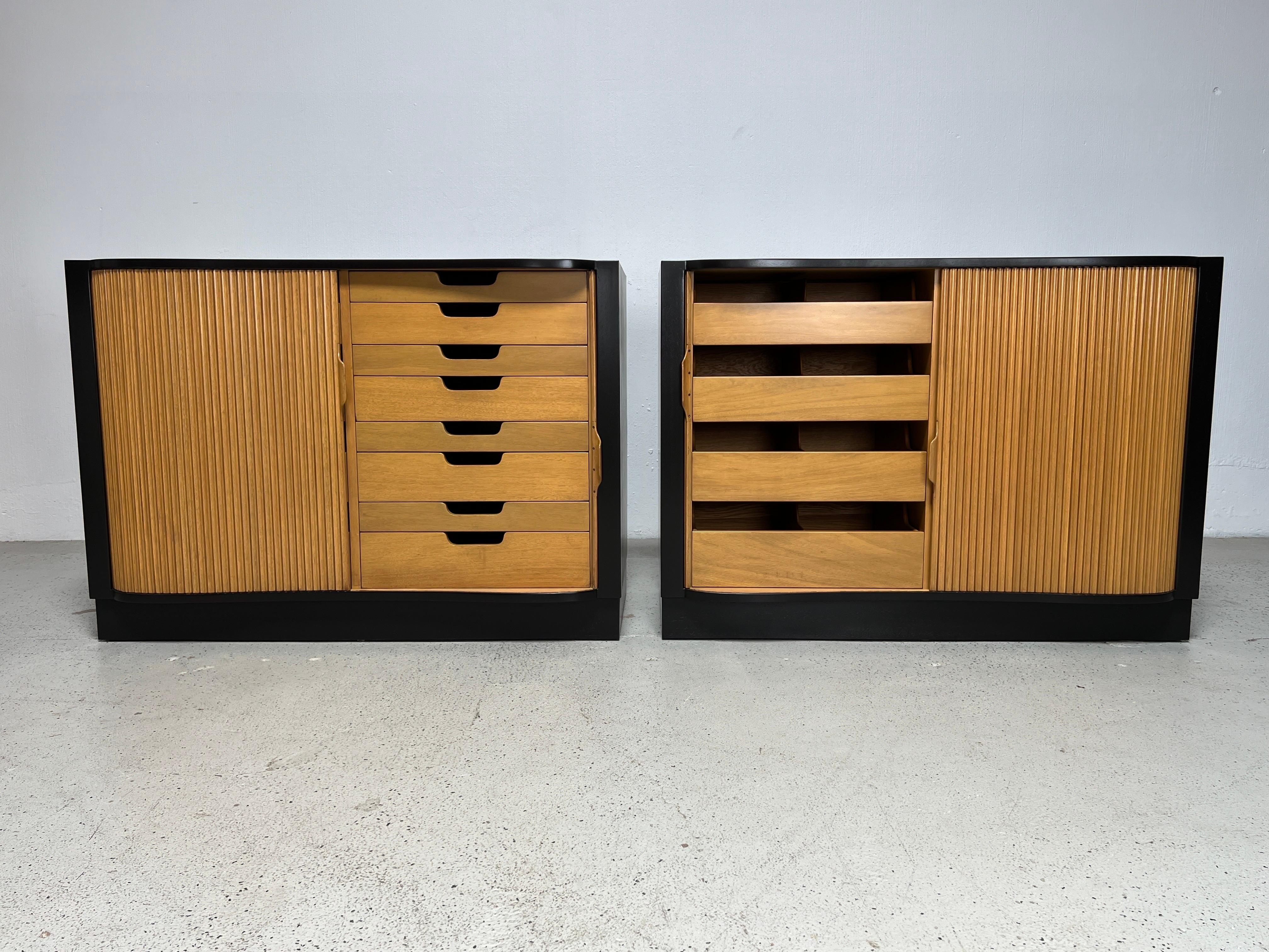 Mid-20th Century Pair of Dunbar Tambour Cabinets by Edward Wormley For Sale