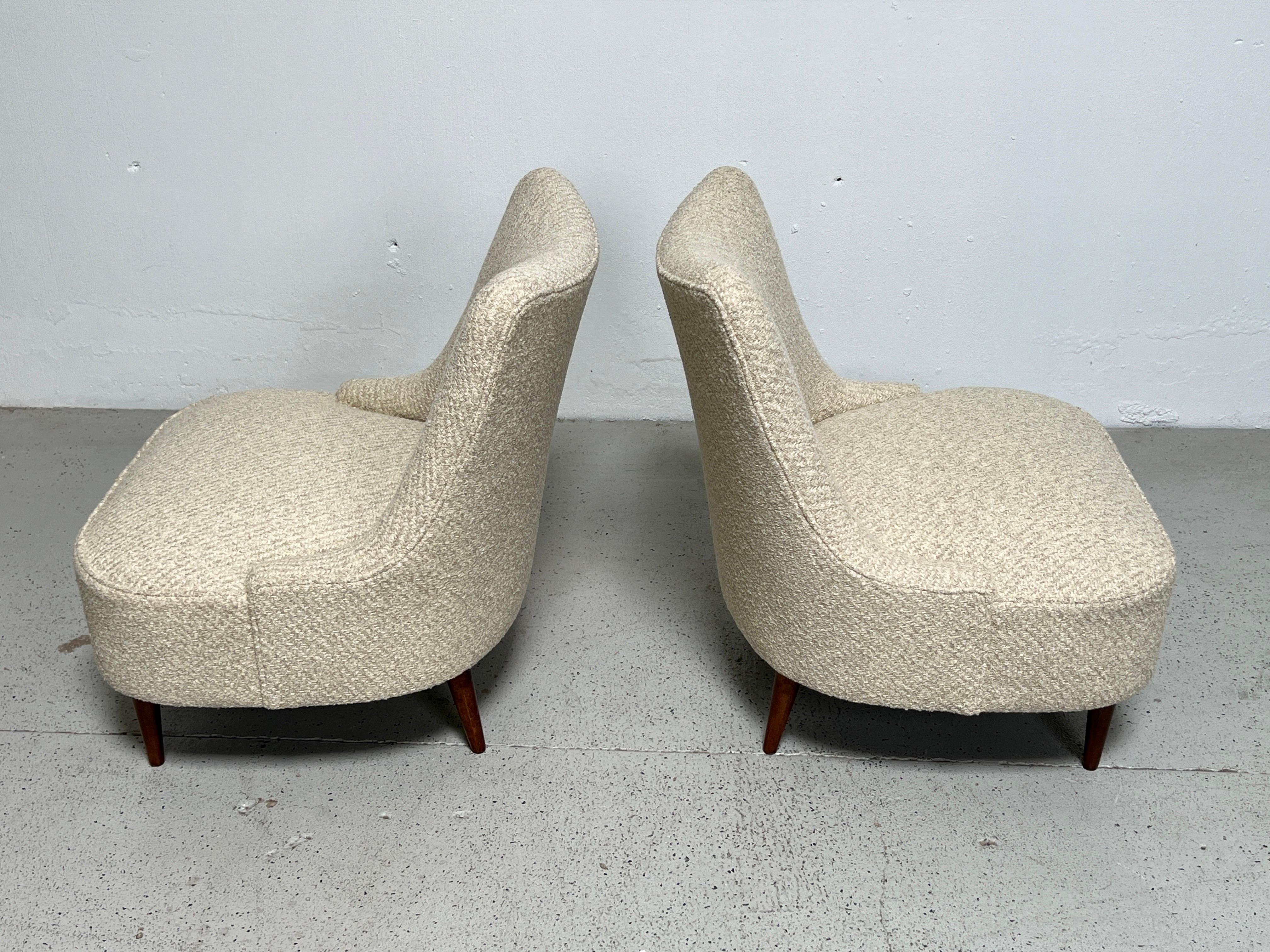 Pair of Dunbar Teardrop Chairs by Edward Wormley In Good Condition For Sale In Dallas, TX