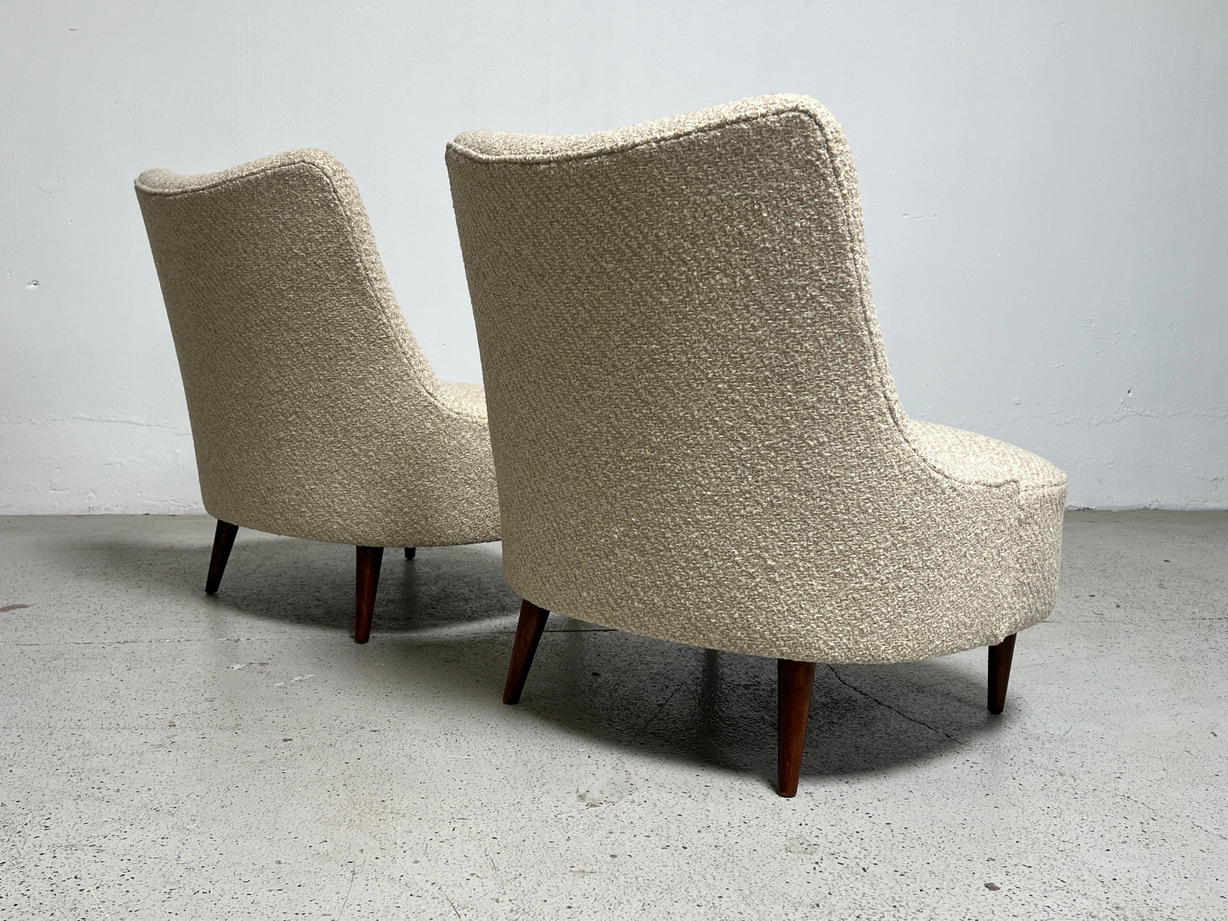 Mid-20th Century Pair of Dunbar Teardrop Chairs by Edward Wormley For Sale
