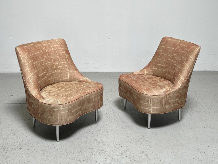 Mid-20th Century Pair of Dunbar Teardrop Chairs by Edward Wormley For Sale