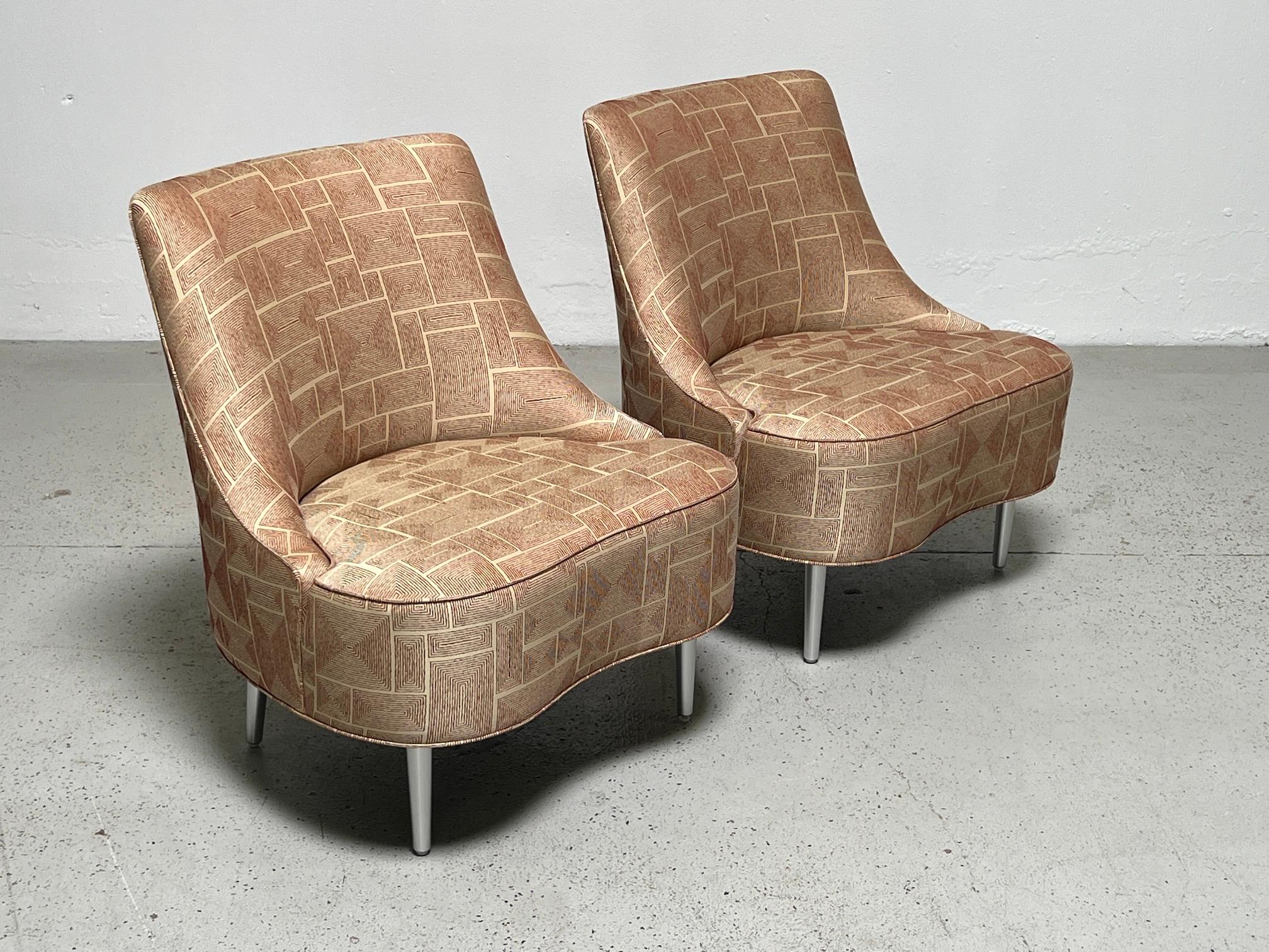 Aluminum Pair of Dunbar Teardrop Chairs by Edward Wormley