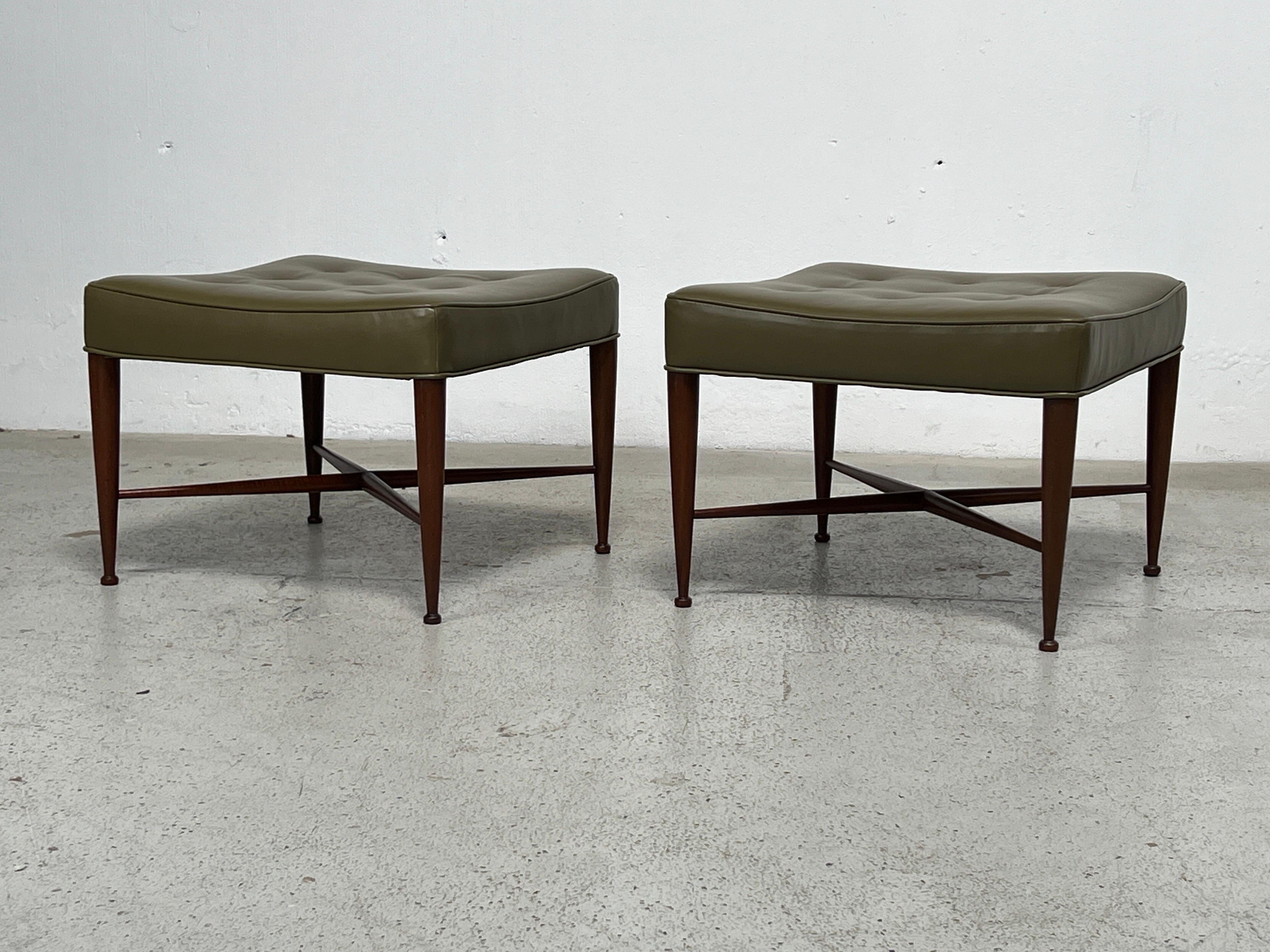 Pair of Dunbar Thebes Stools by Edward Wormley For Sale 5