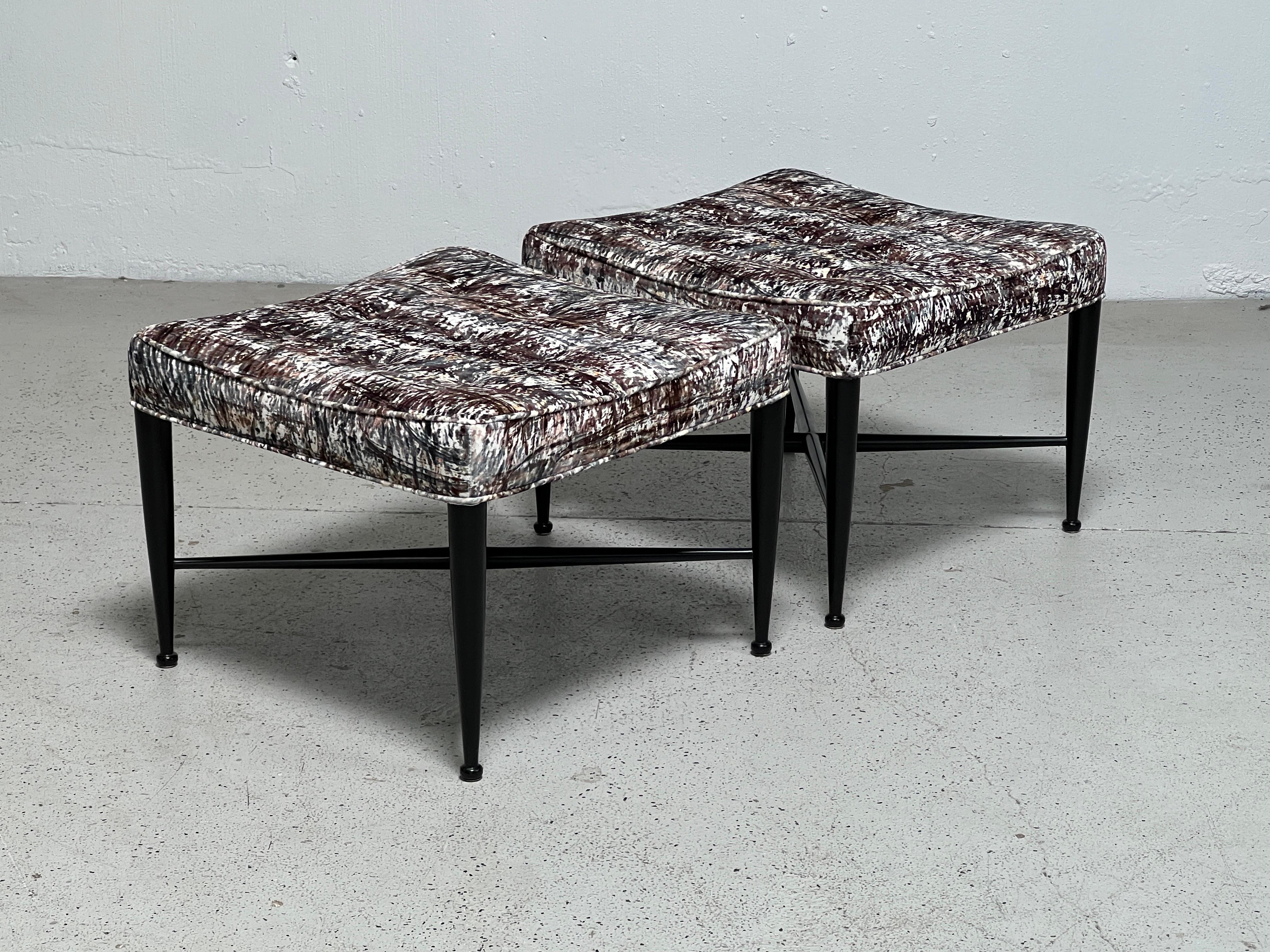 Pair of Dunbar Thebes Stools by Edward Wormley For Sale 7
