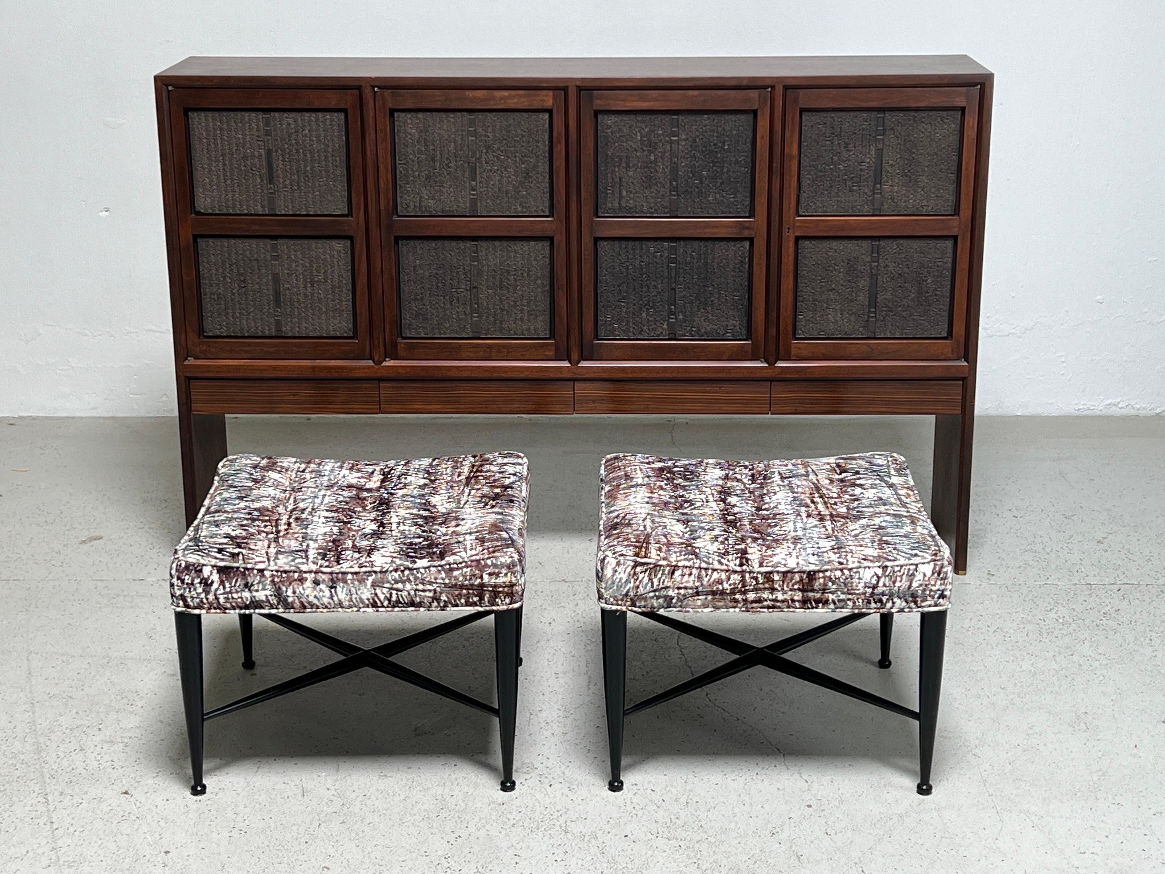 Pair of Dunbar Thebes Stools by Edward Wormley For Sale 10