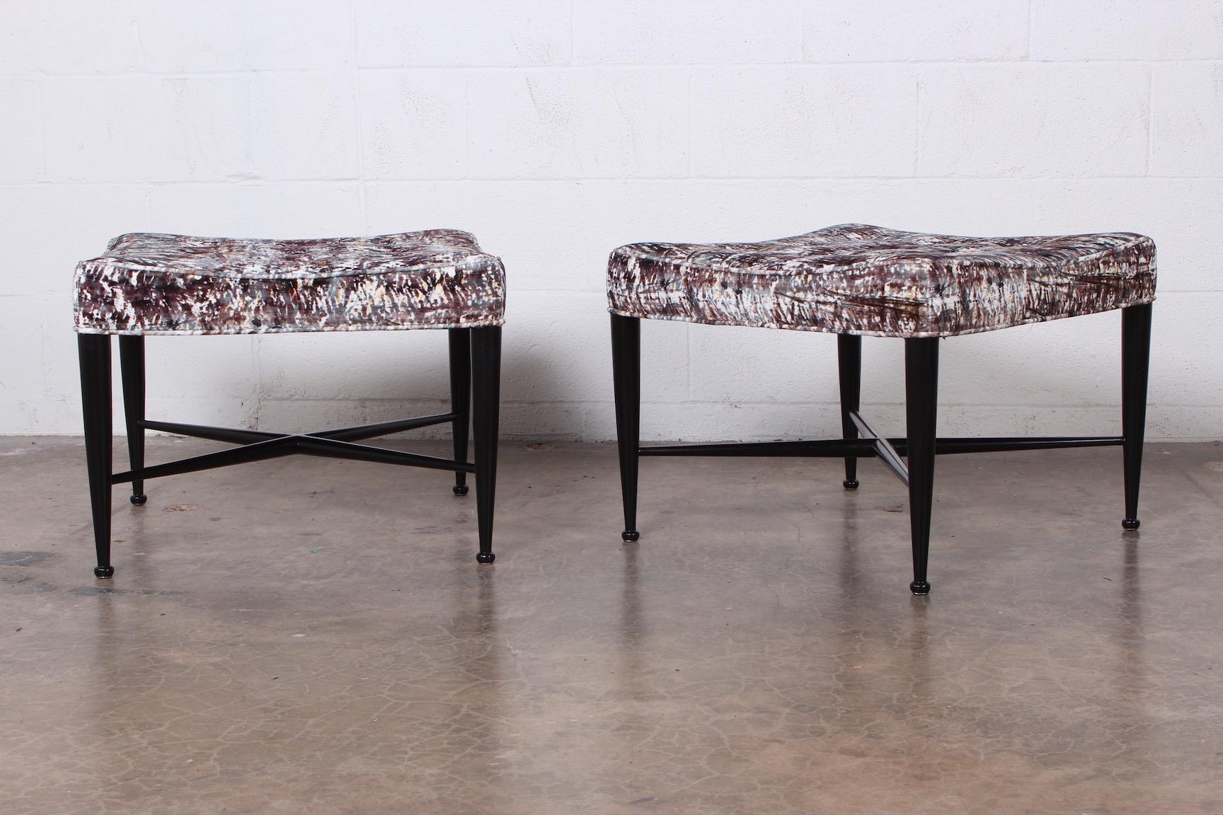 Pair of Dunbar Thebes Stools by Edward Wormley  In Excellent Condition In Dallas, TX