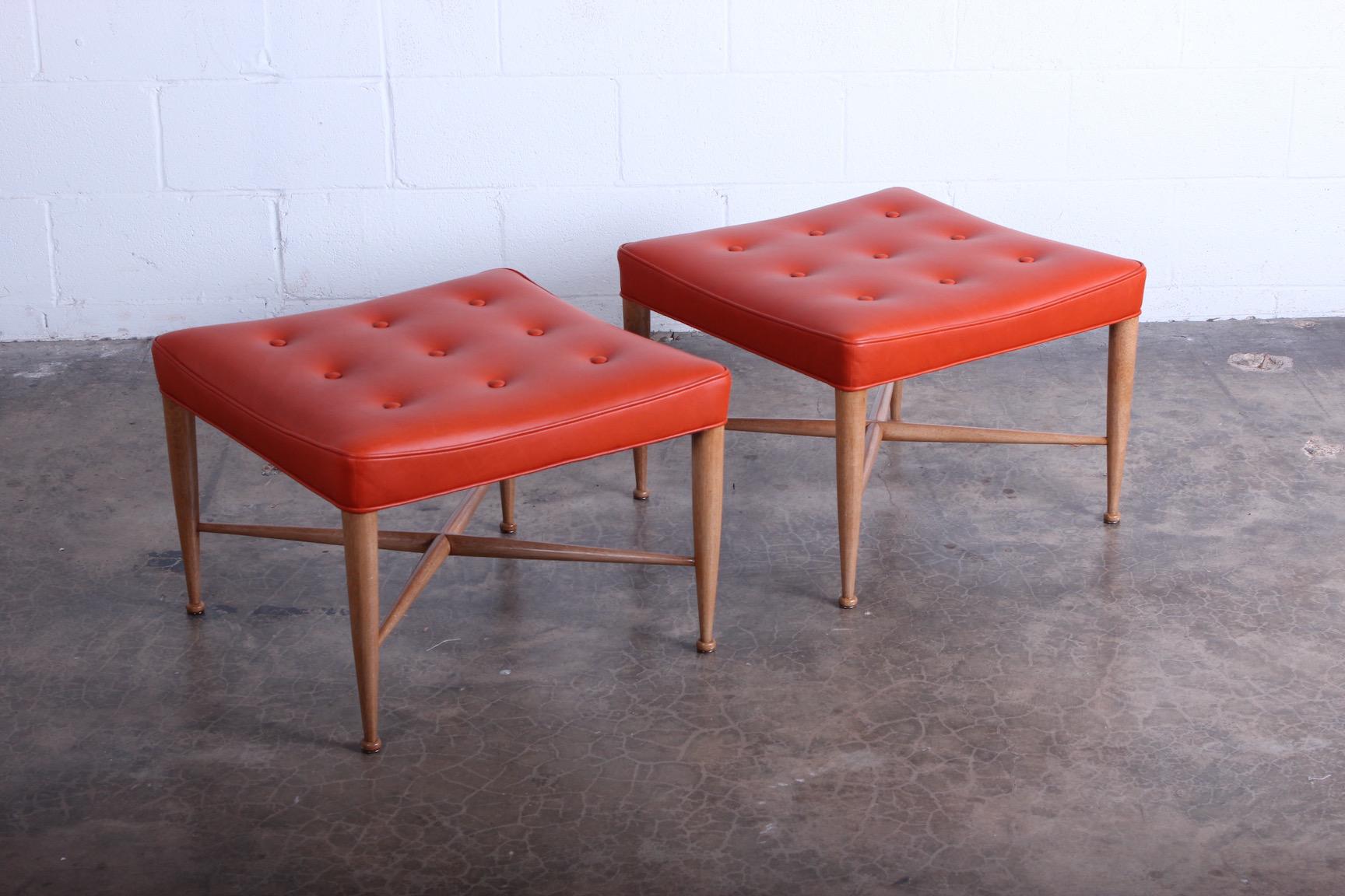 Mid-20th Century Pair of Dunbar Thebes Stools by Edward Wormley