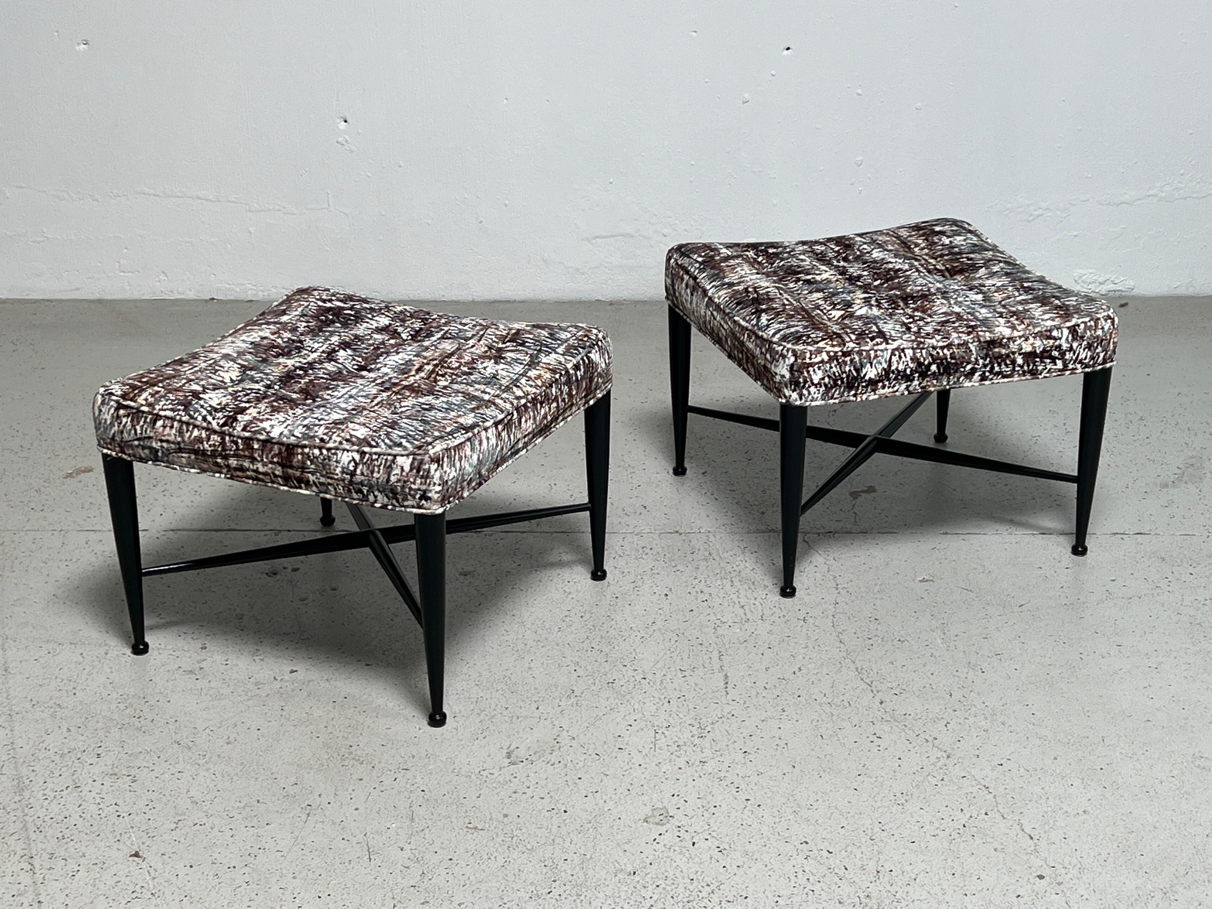 Mid-20th Century Pair of Dunbar Thebes Stools by Edward Wormley For Sale