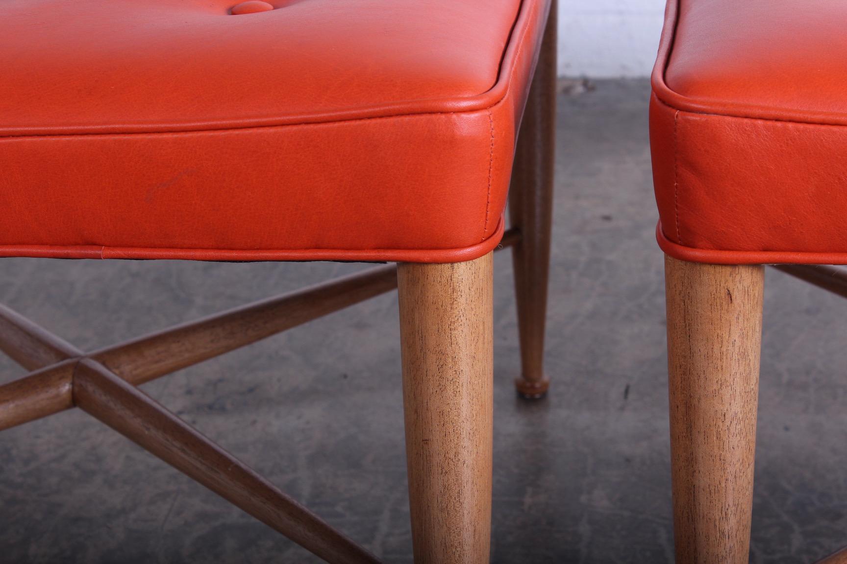 Leather Pair of Dunbar Thebes Stools by Edward Wormley