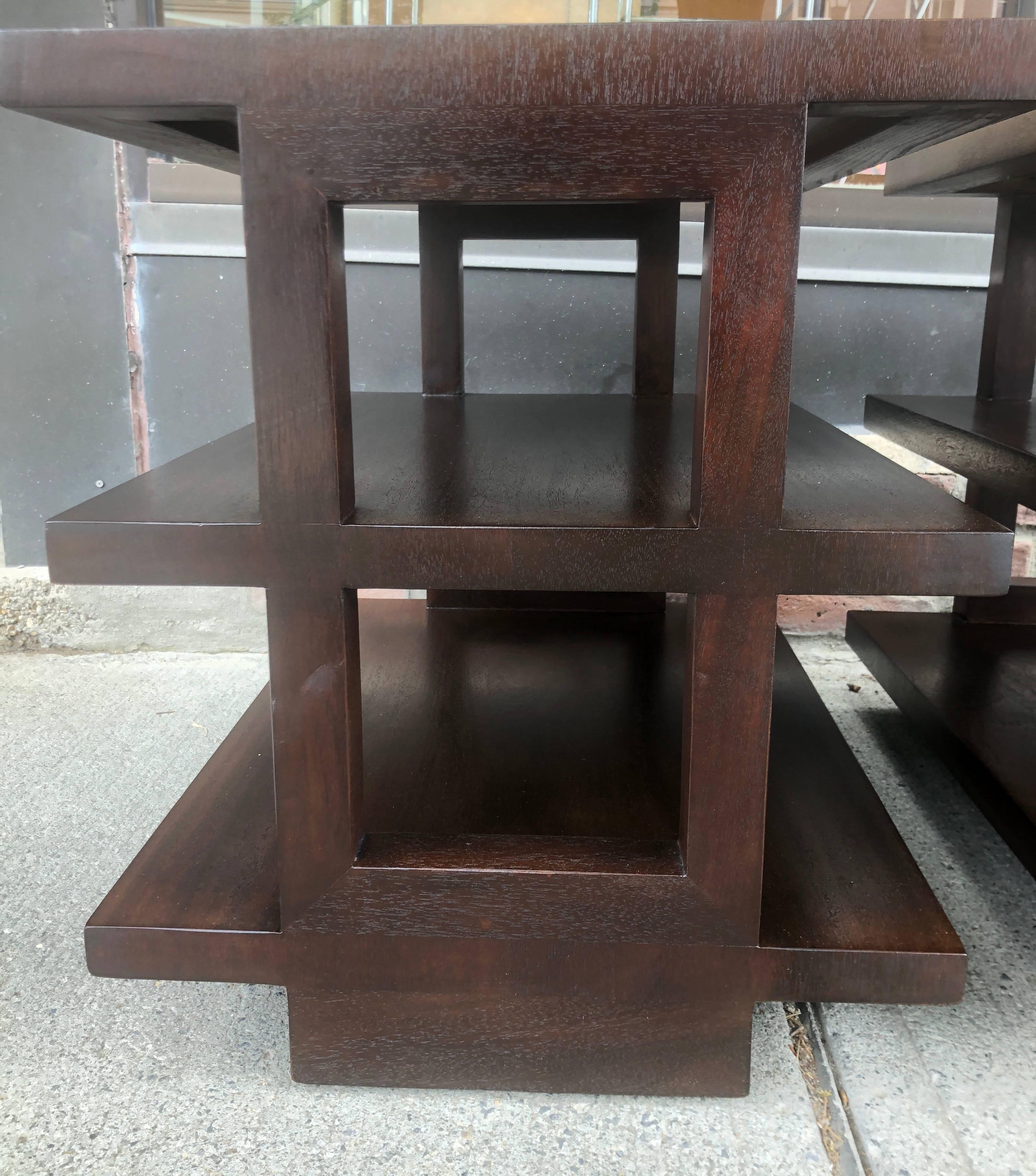 Pair of Dunbar Three-Tier Walnut End Tables 3