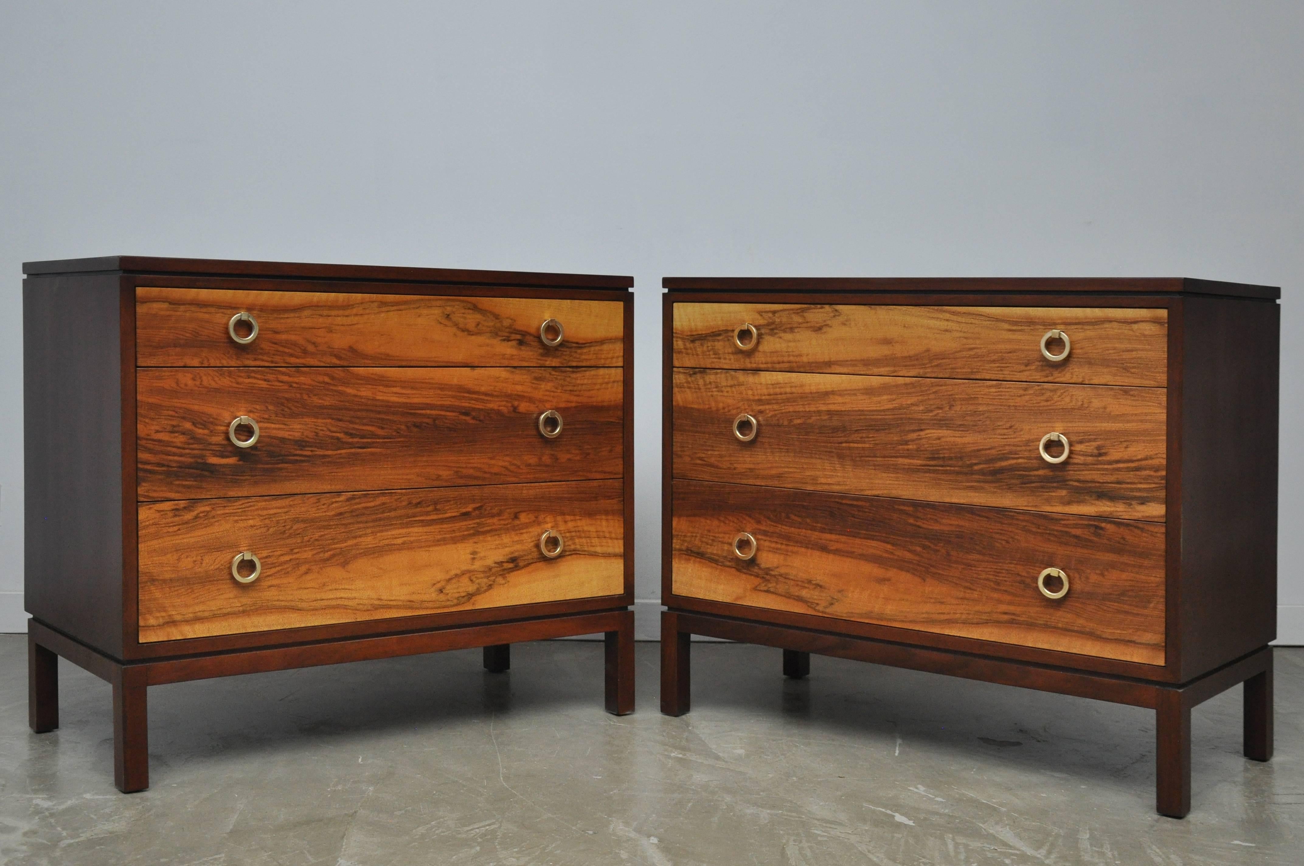 Pair of Dunbar Walnut Front Chests, Edward Wormley In Excellent Condition In Chicago, IL